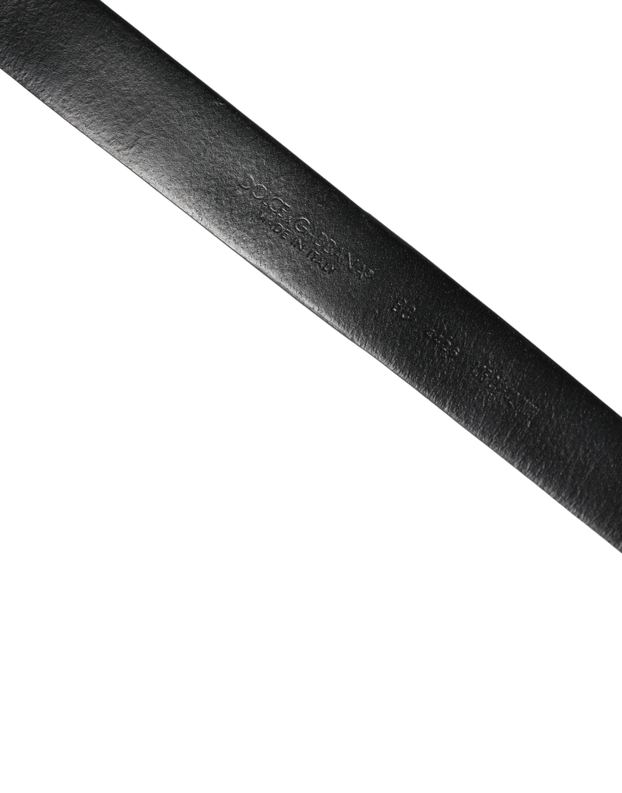 Men Black Calf Embellished Metal Buckle Belt - ventzia