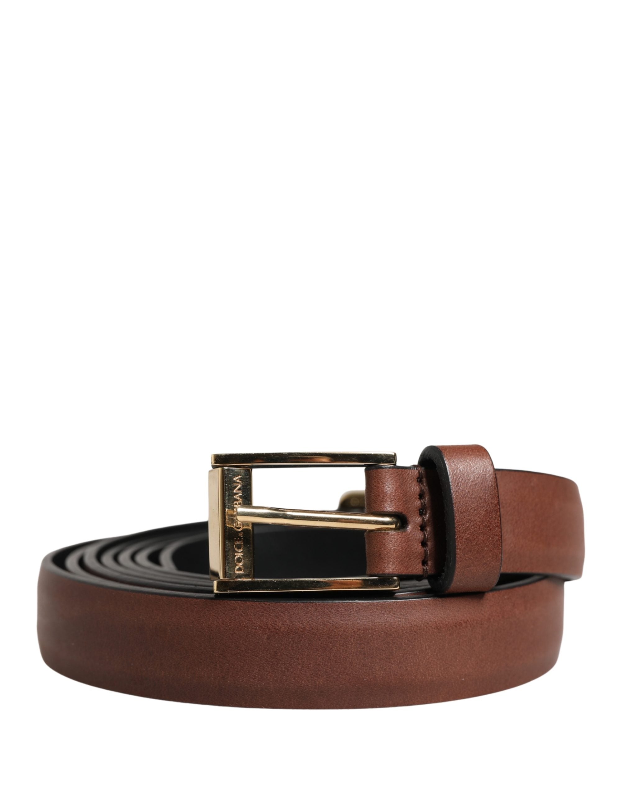 Men Brown Leather Classic Metal Buckle Belt - ventzia