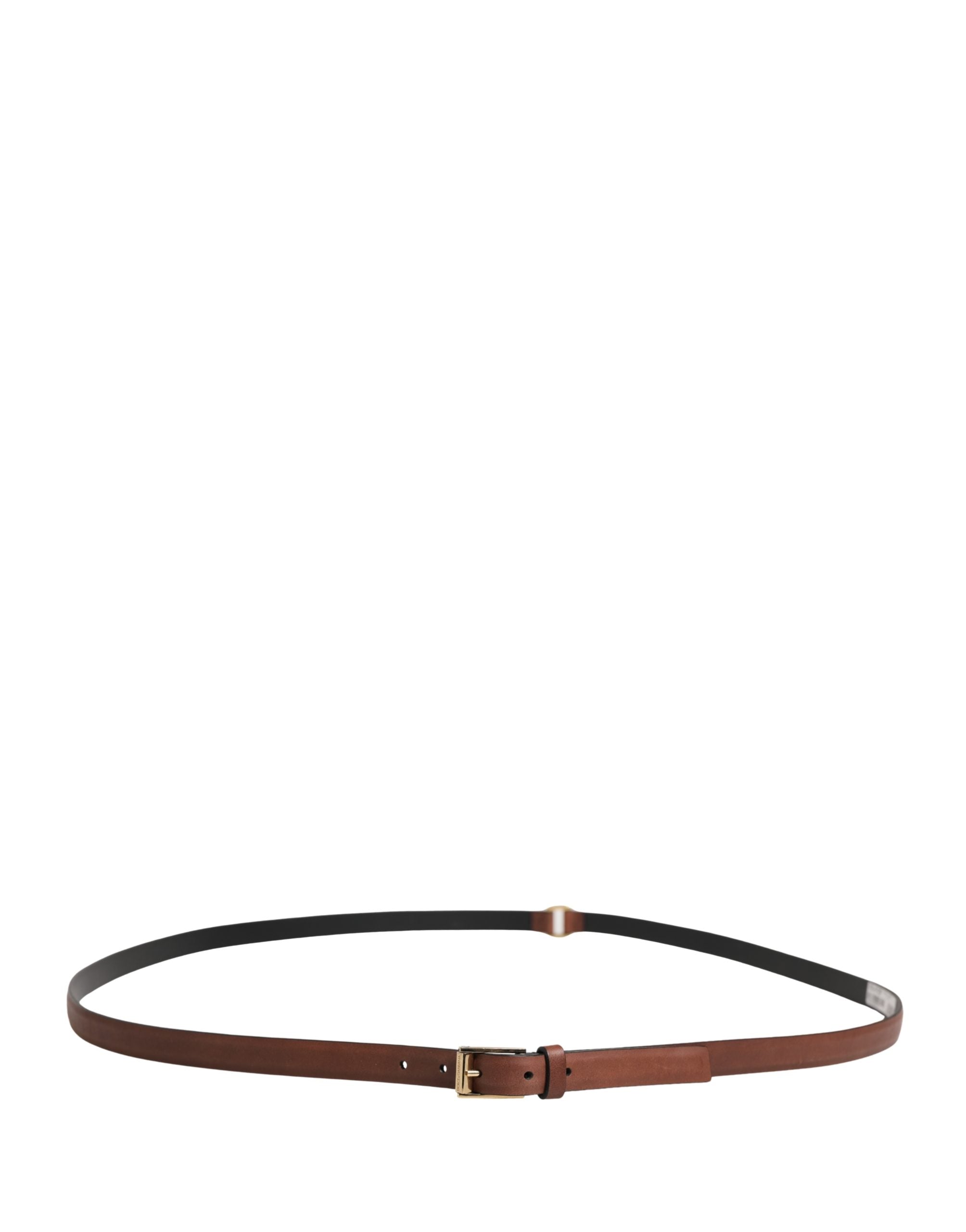 Men Brown Leather Classic Metal Buckle Belt - ventzia
