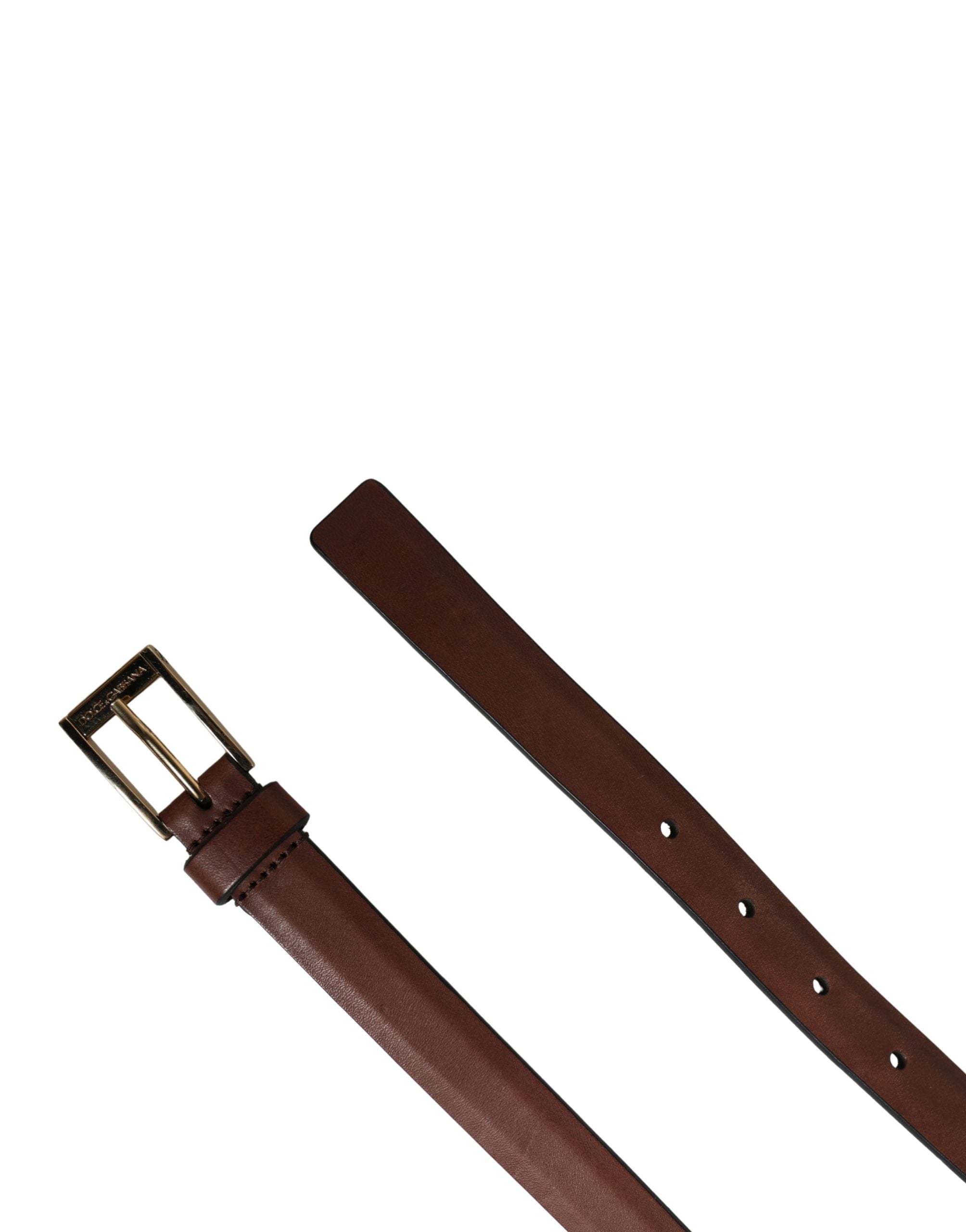 Men Brown Leather Classic Metal Buckle Belt - ventzia