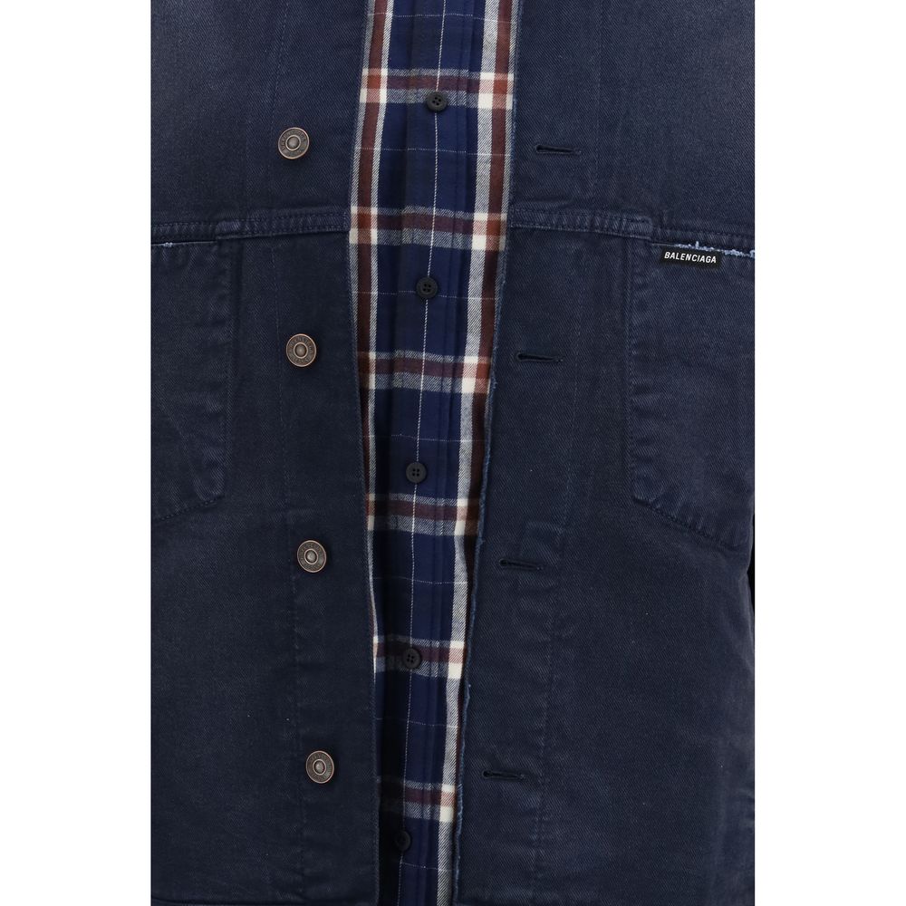 Blue Cotton Denim Jacket - ventzia
