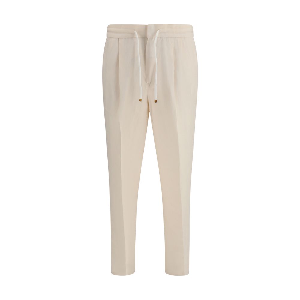 Beige Linen Casual Pants - ventzia