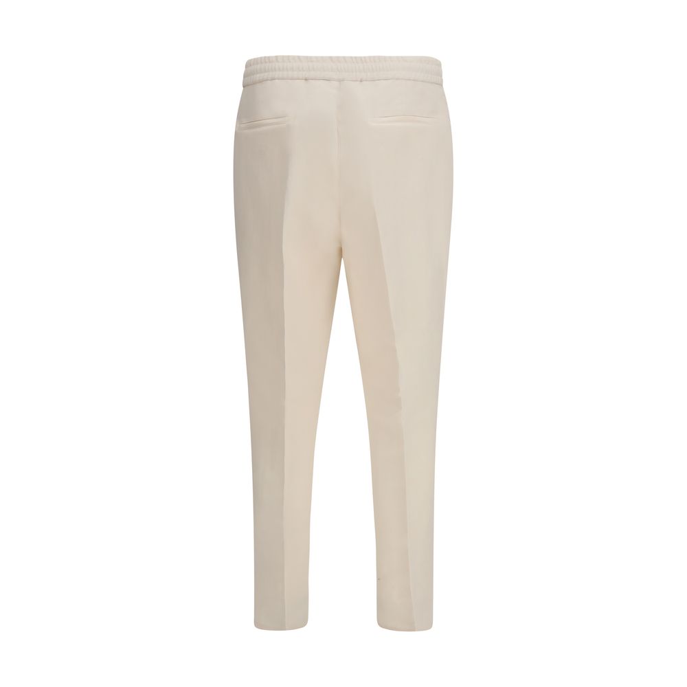Beige Linen Casual Pants - ventzia