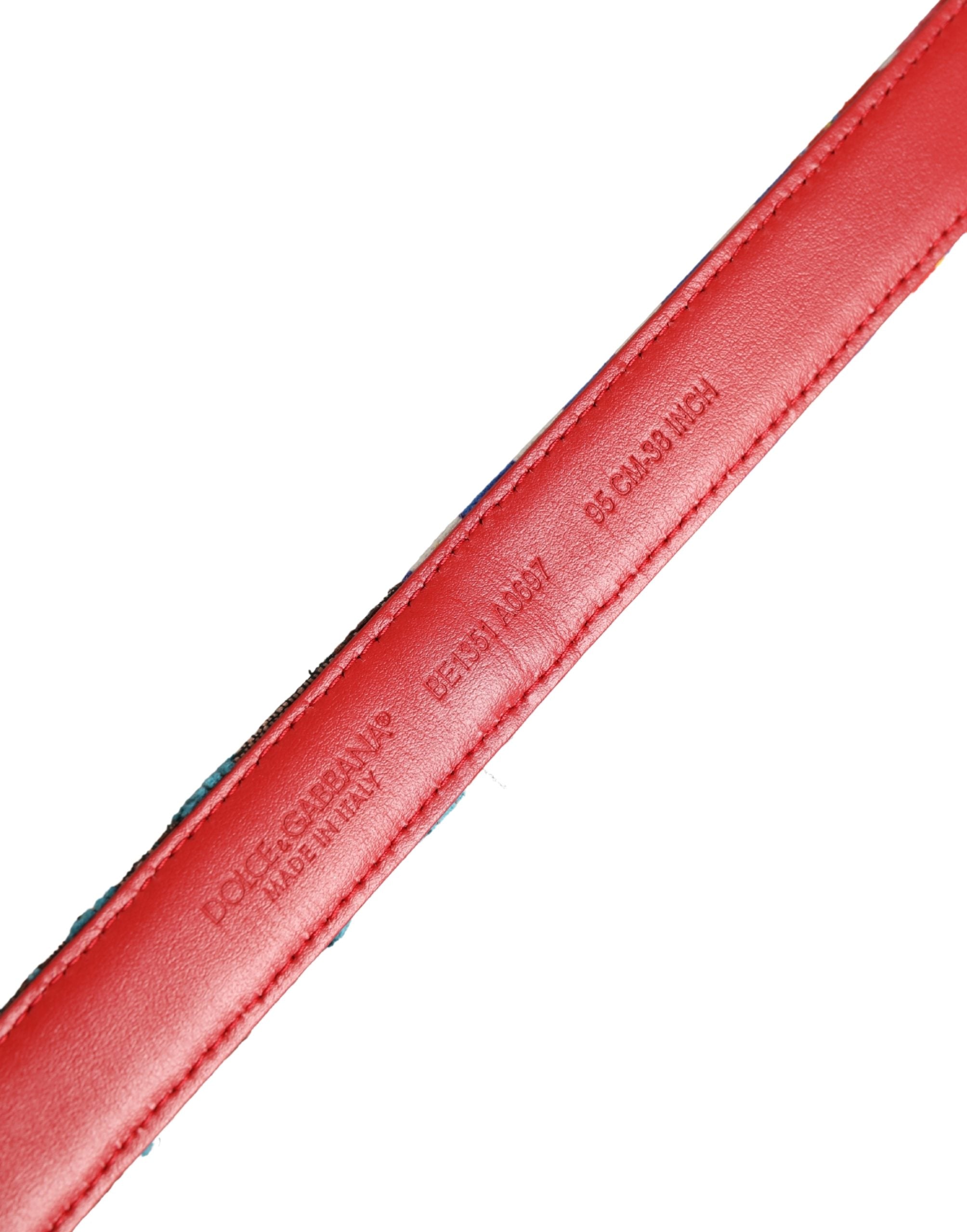 Multicolor Floral Jacquard Metal Buckle Belt - ventzia