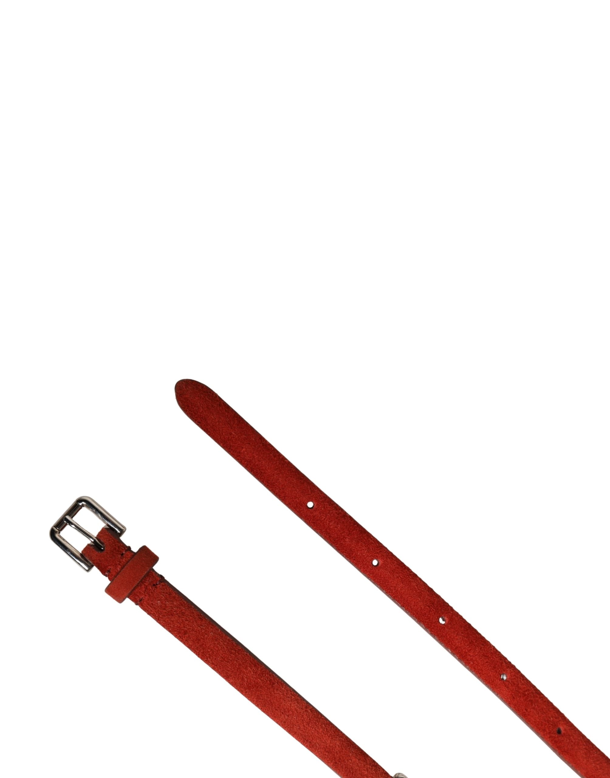Red Velvet Crystals Chain Embellished Belt - ventzia