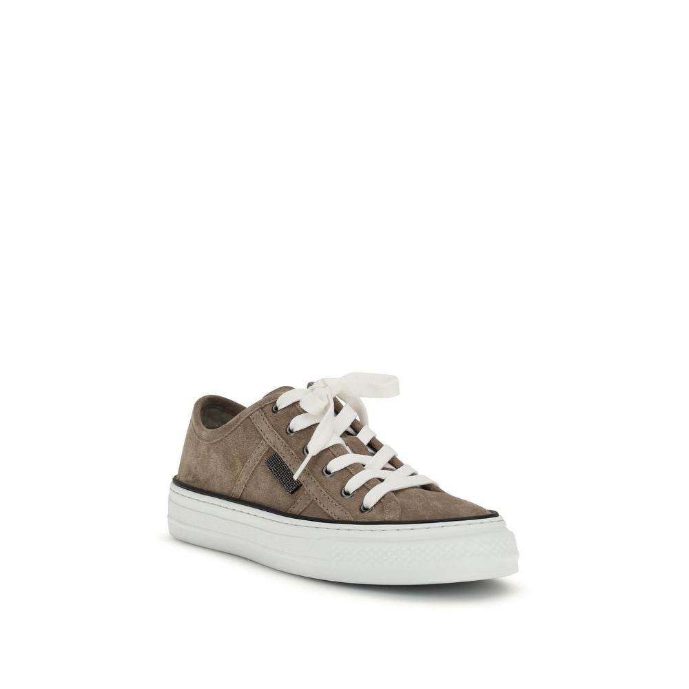 Beige Calf Leather Bos Taurus Low Top Sneakers - ventzia