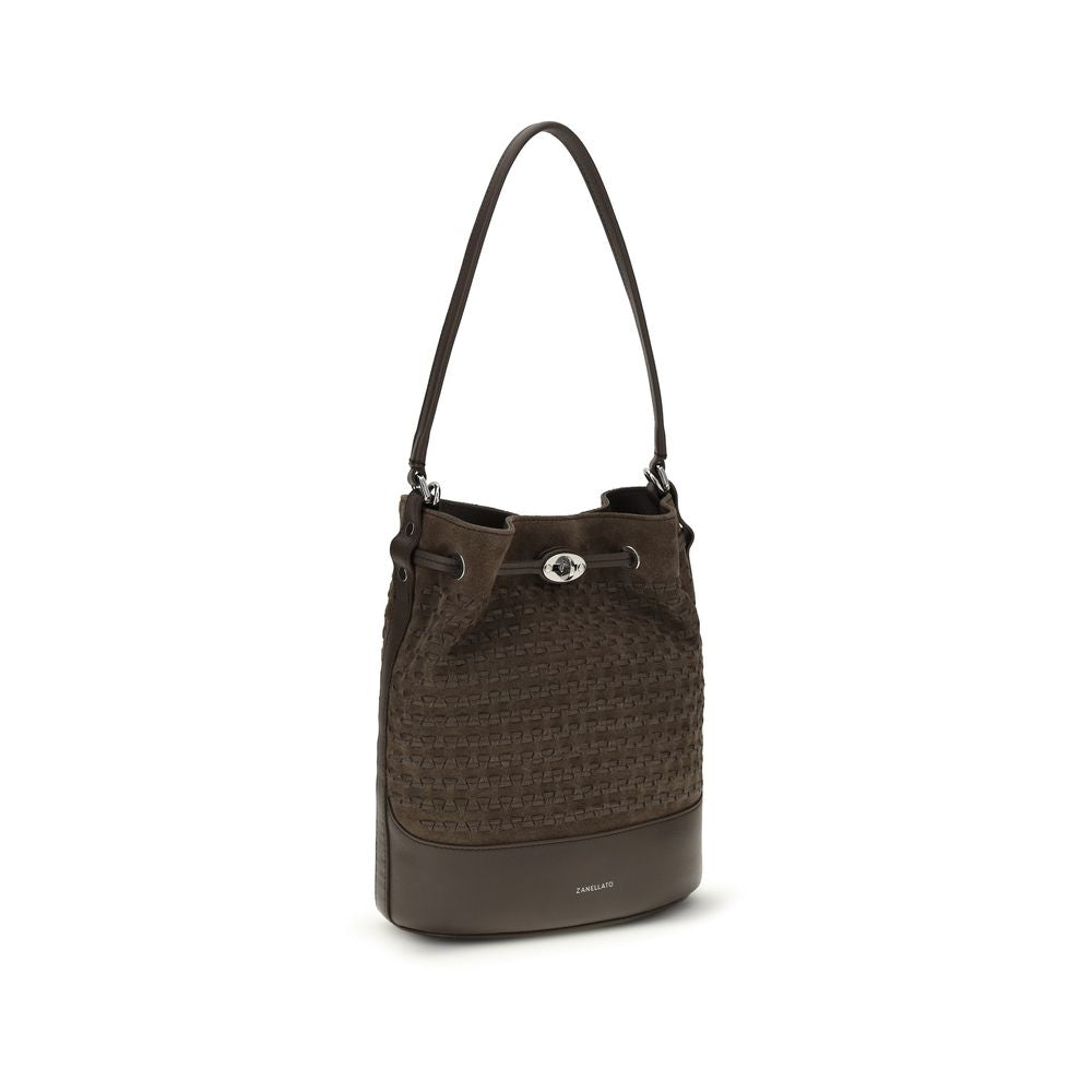 Brown Calf Leather Bos Taurus Backet Bag - ventzia