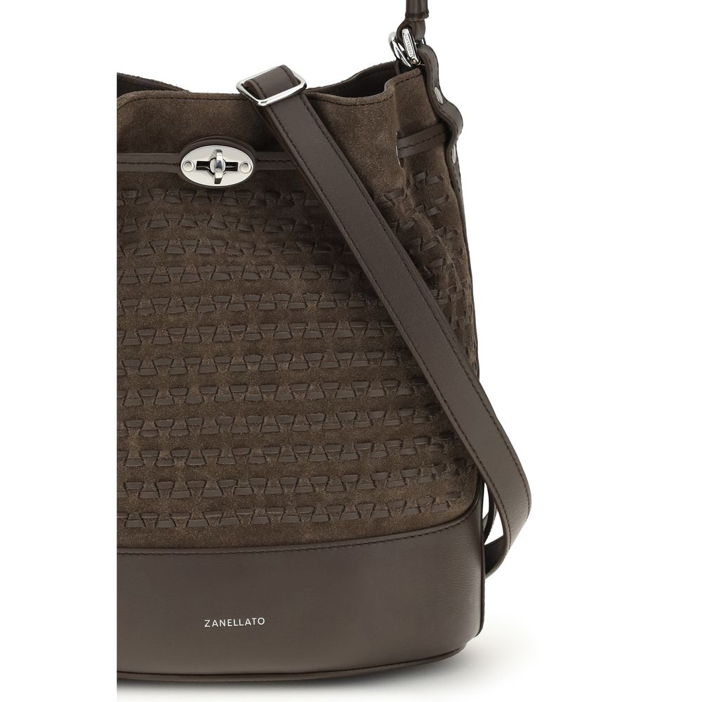 Brown Calf Leather Bos Taurus Backet Bag - ventzia