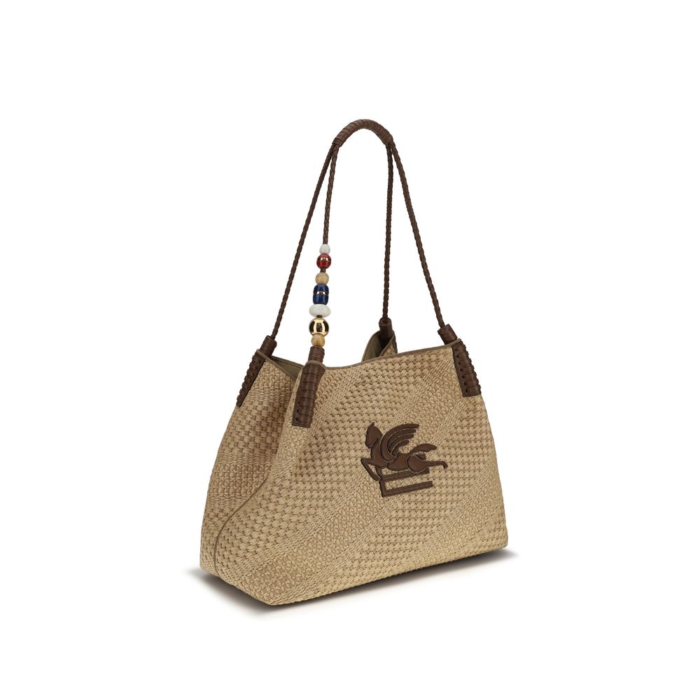 Beige Raffia Shoulder Bag - ventzia