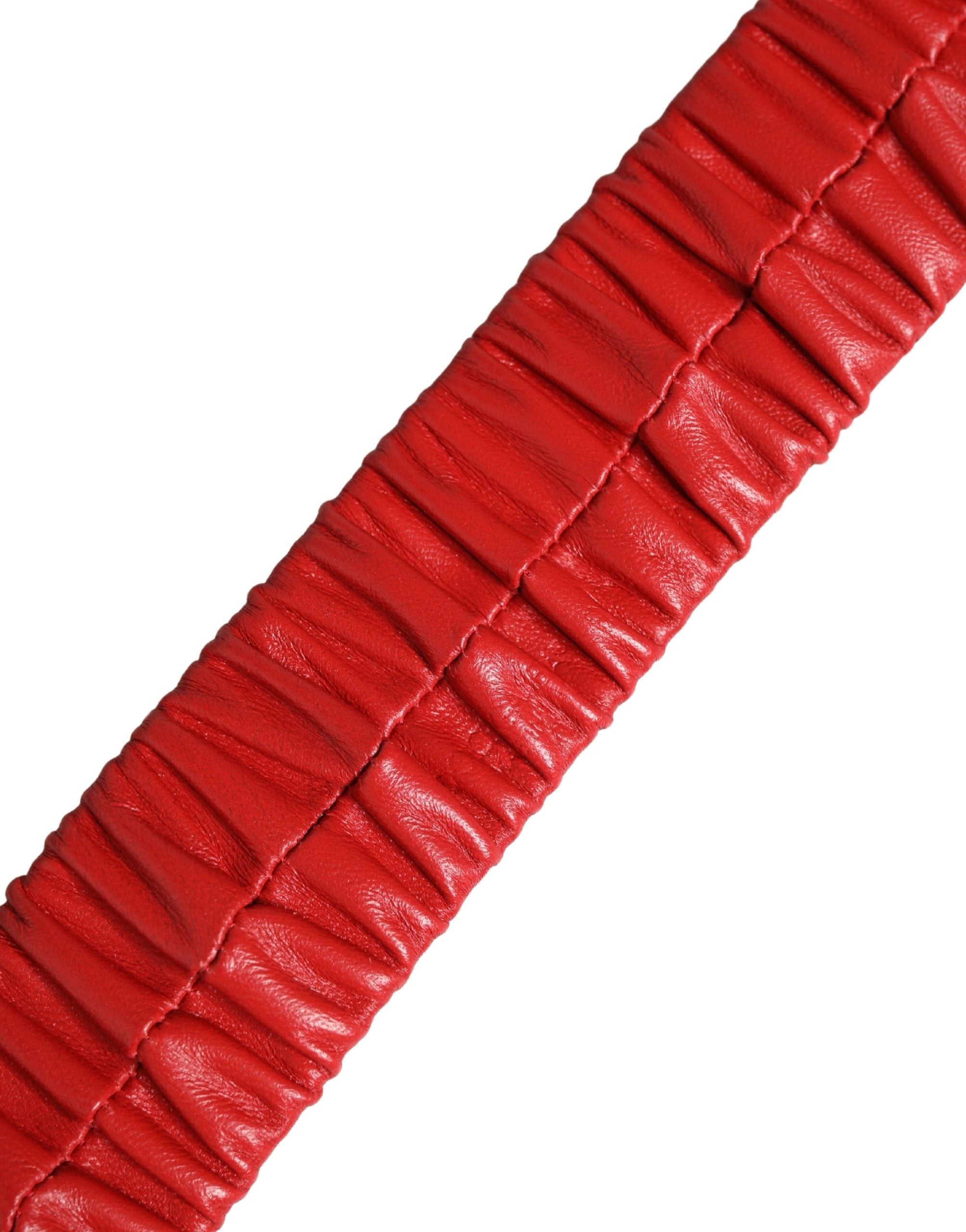 Red Leather Gold Heart Metal Buckle Belt - ventzia