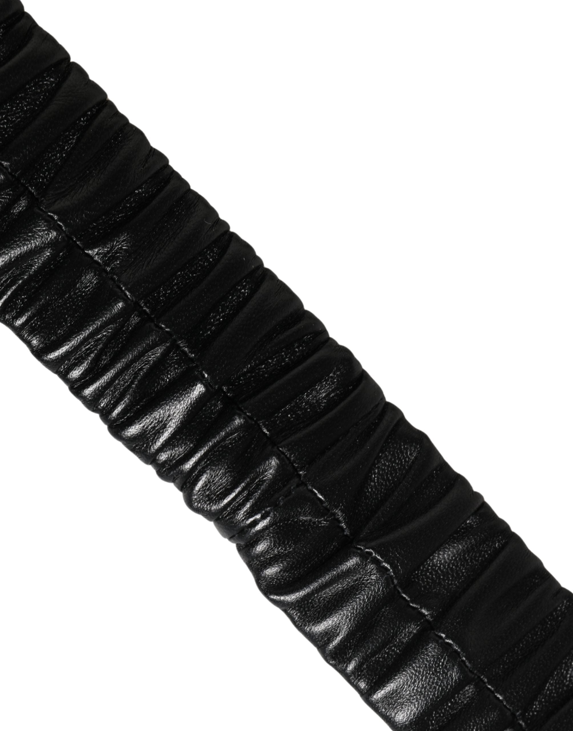 Black Leather Gold Heart Metal Buckle Belt - ventzia