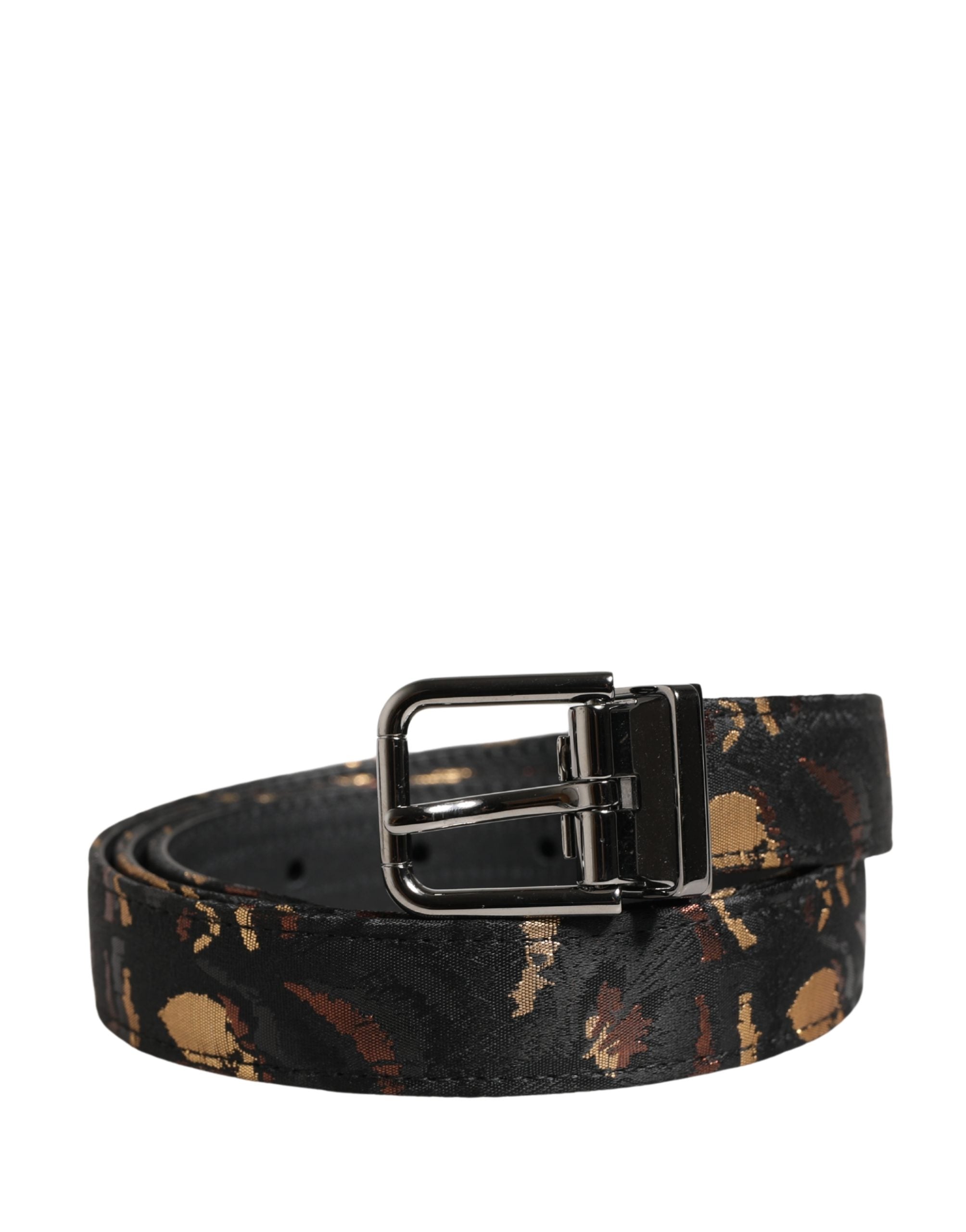 Multicolor Jacquard Silver Metal Buckle Belt - ventzia