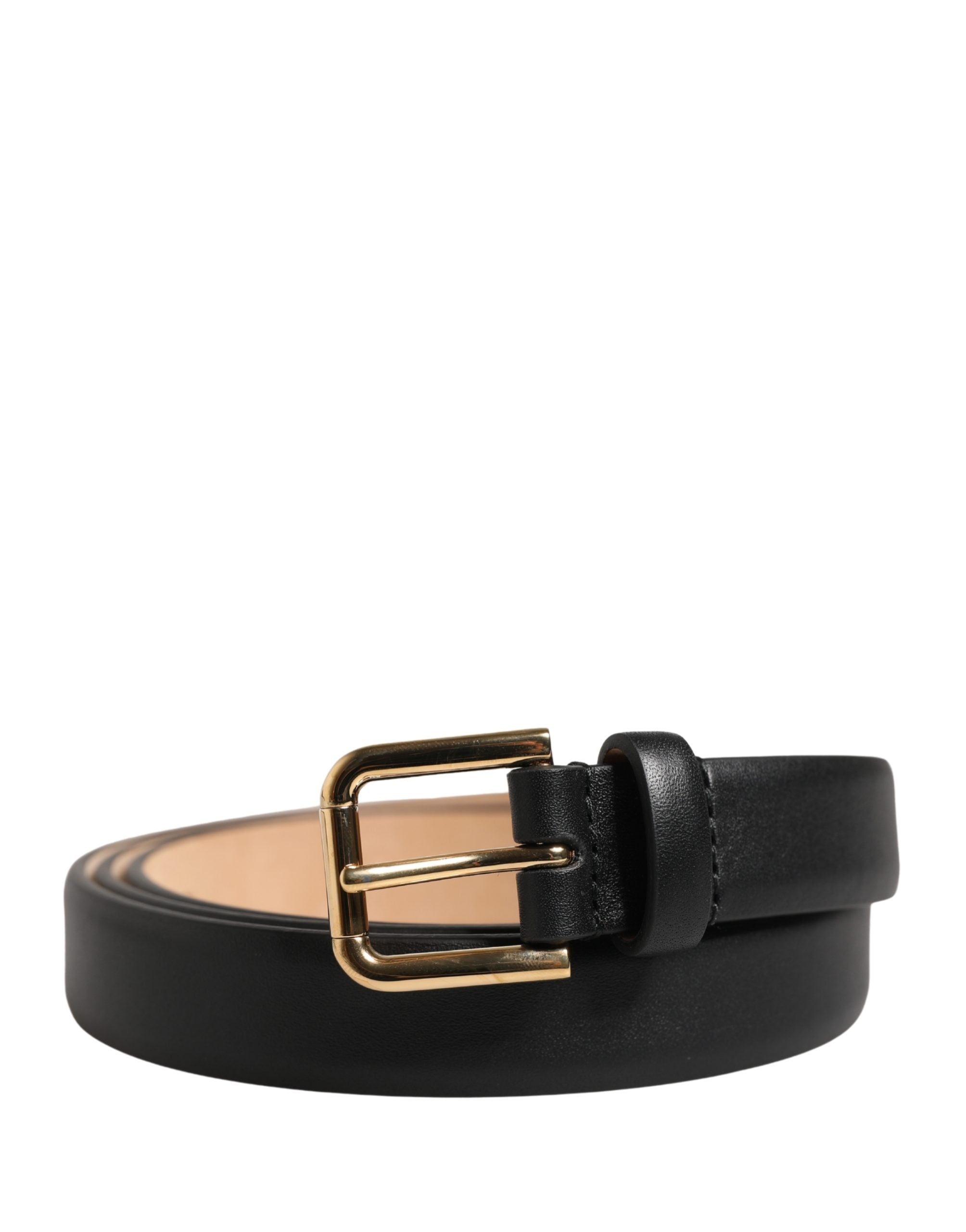 Black Classic Leather Gold Metal Buckle Belt - ventzia