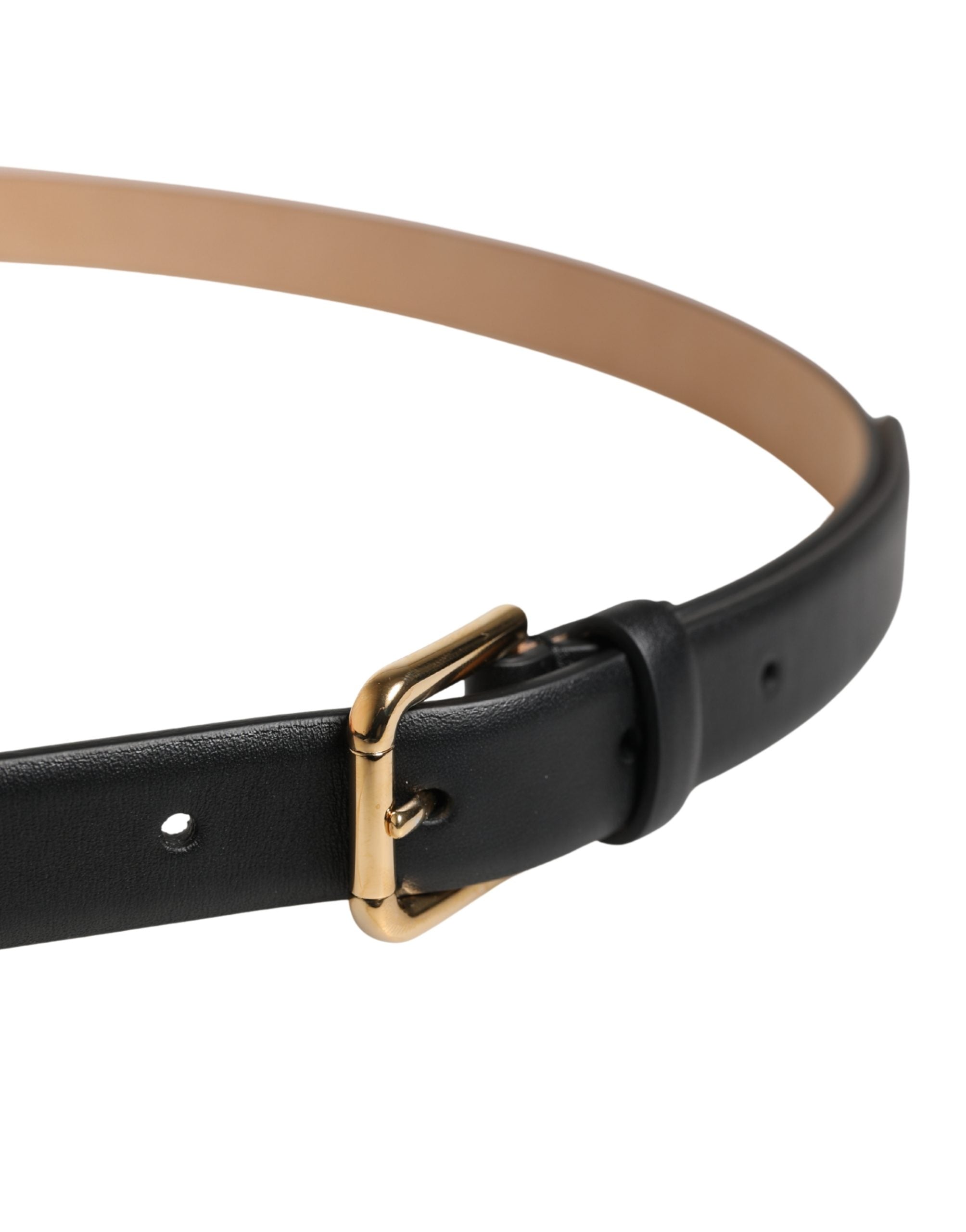 Black Classic Leather Gold Metal Buckle Belt - ventzia