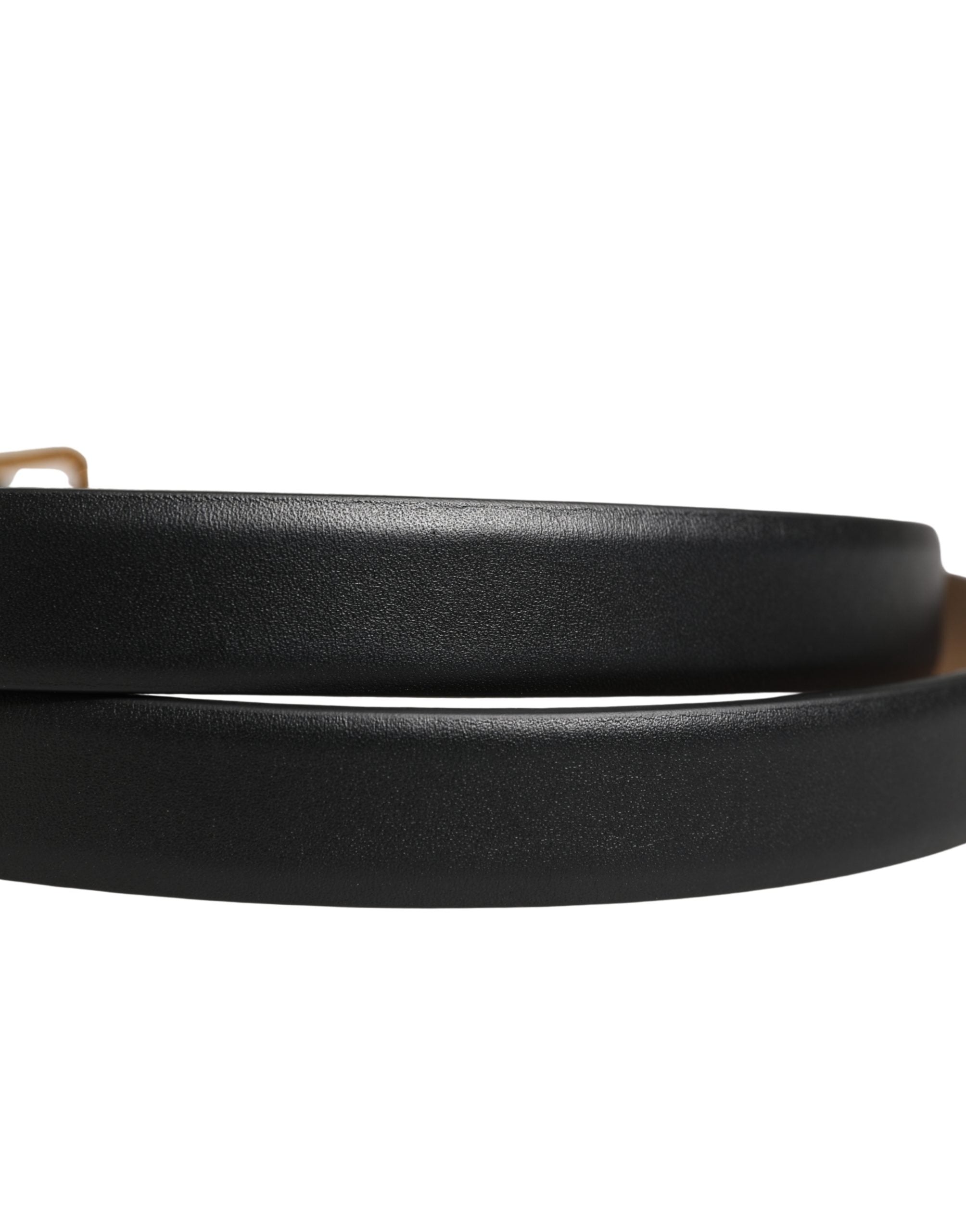 Black Classic Leather Gold Metal Buckle Belt - ventzia