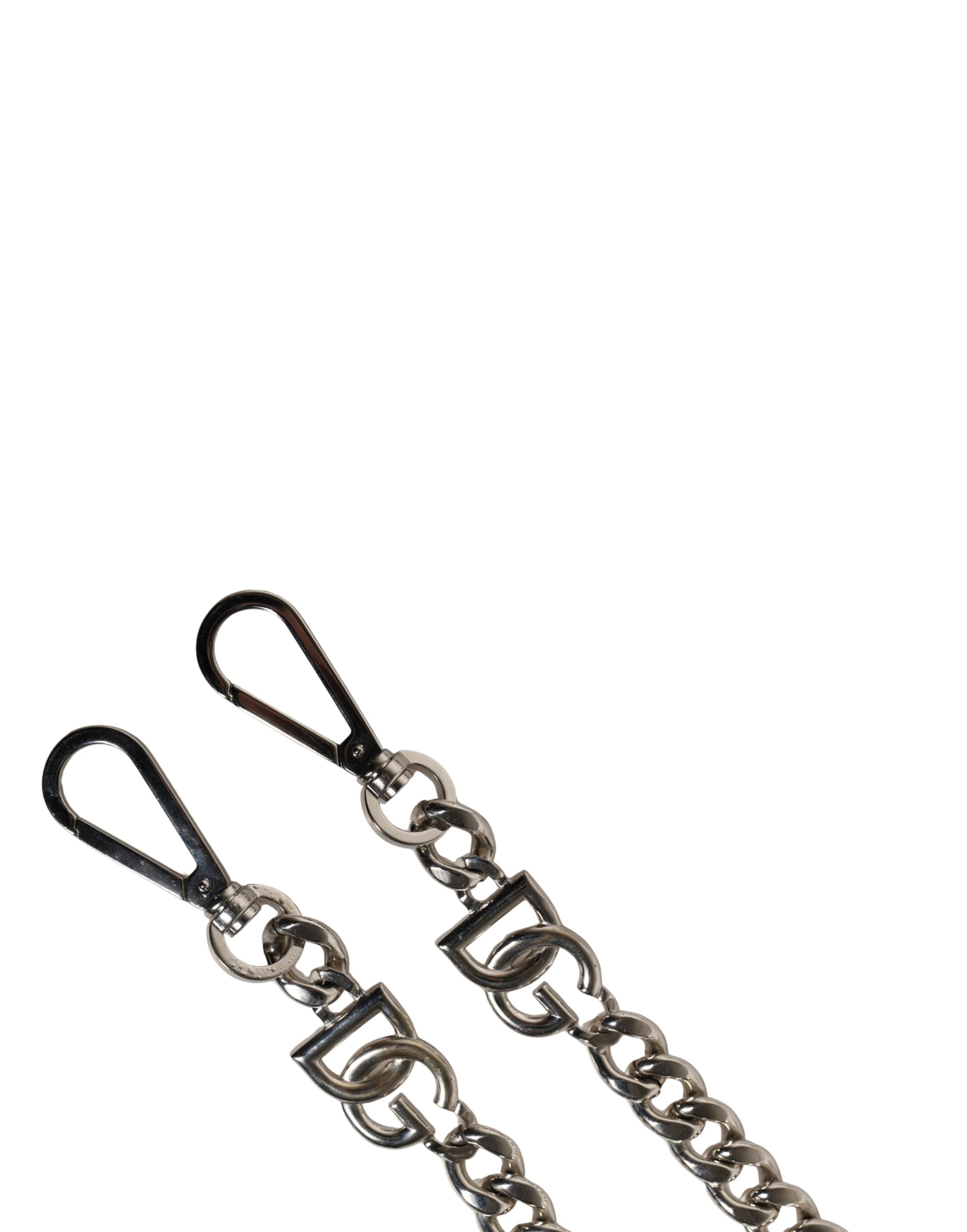 Black Leather Silver Chain Bag Accessory Shoulder Strap - ventzia