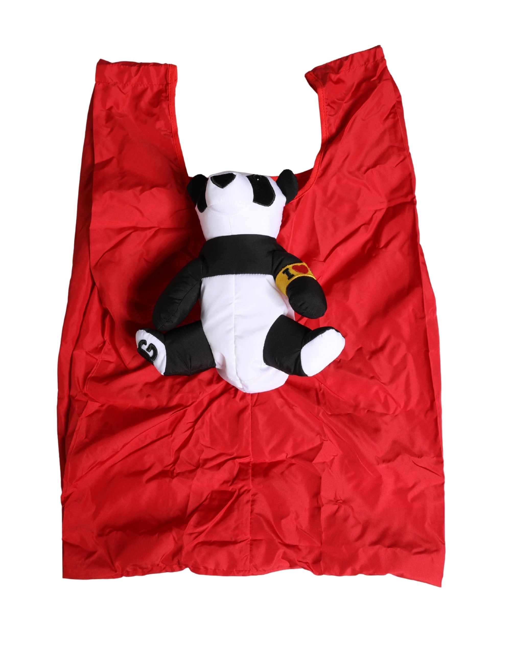 Men Red Polyester Panda Stuffed Ecobag Tote Borse Bag - ventzia