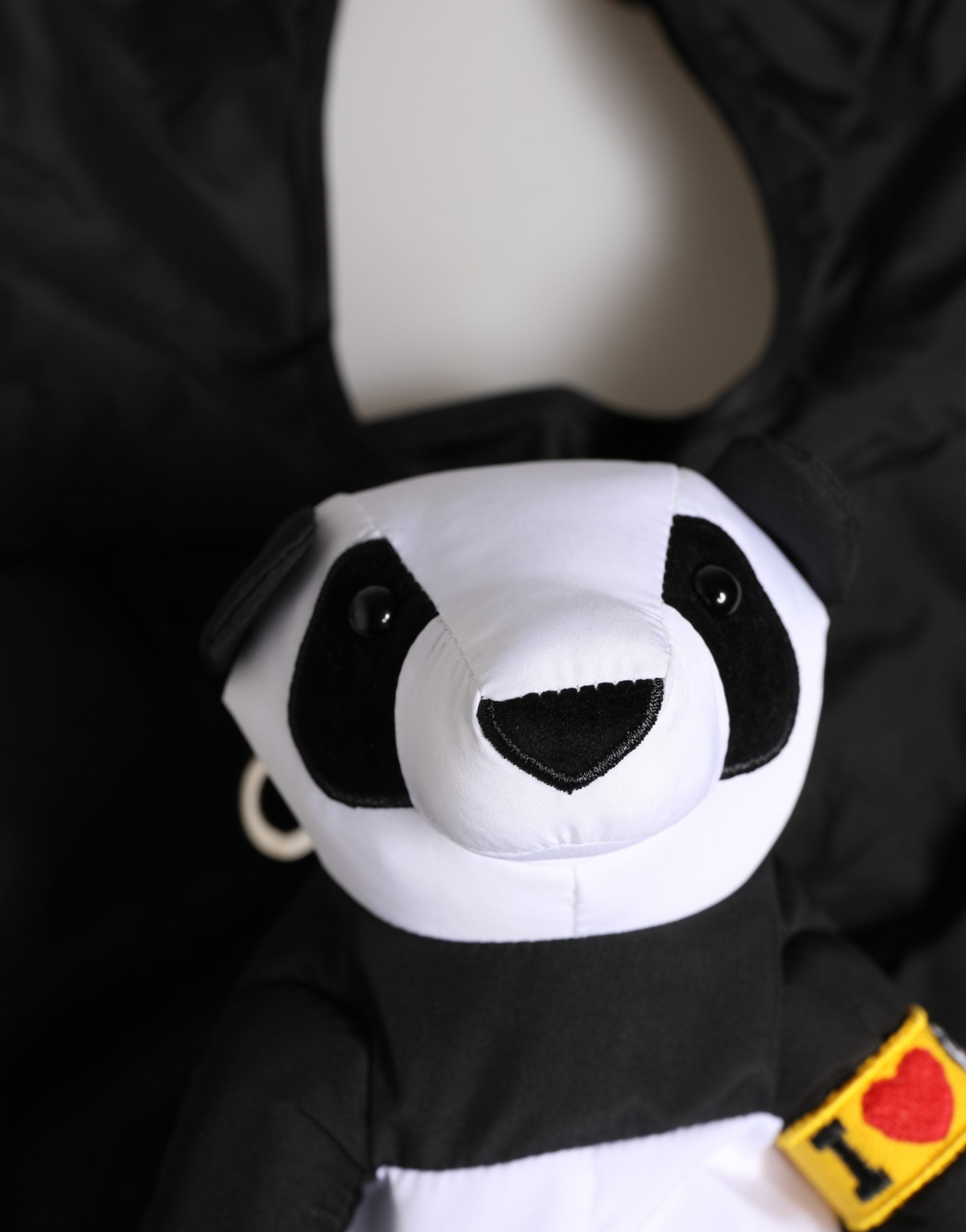 Men Black Polyester Panda Stuffed Ecobag Bag - ventzia