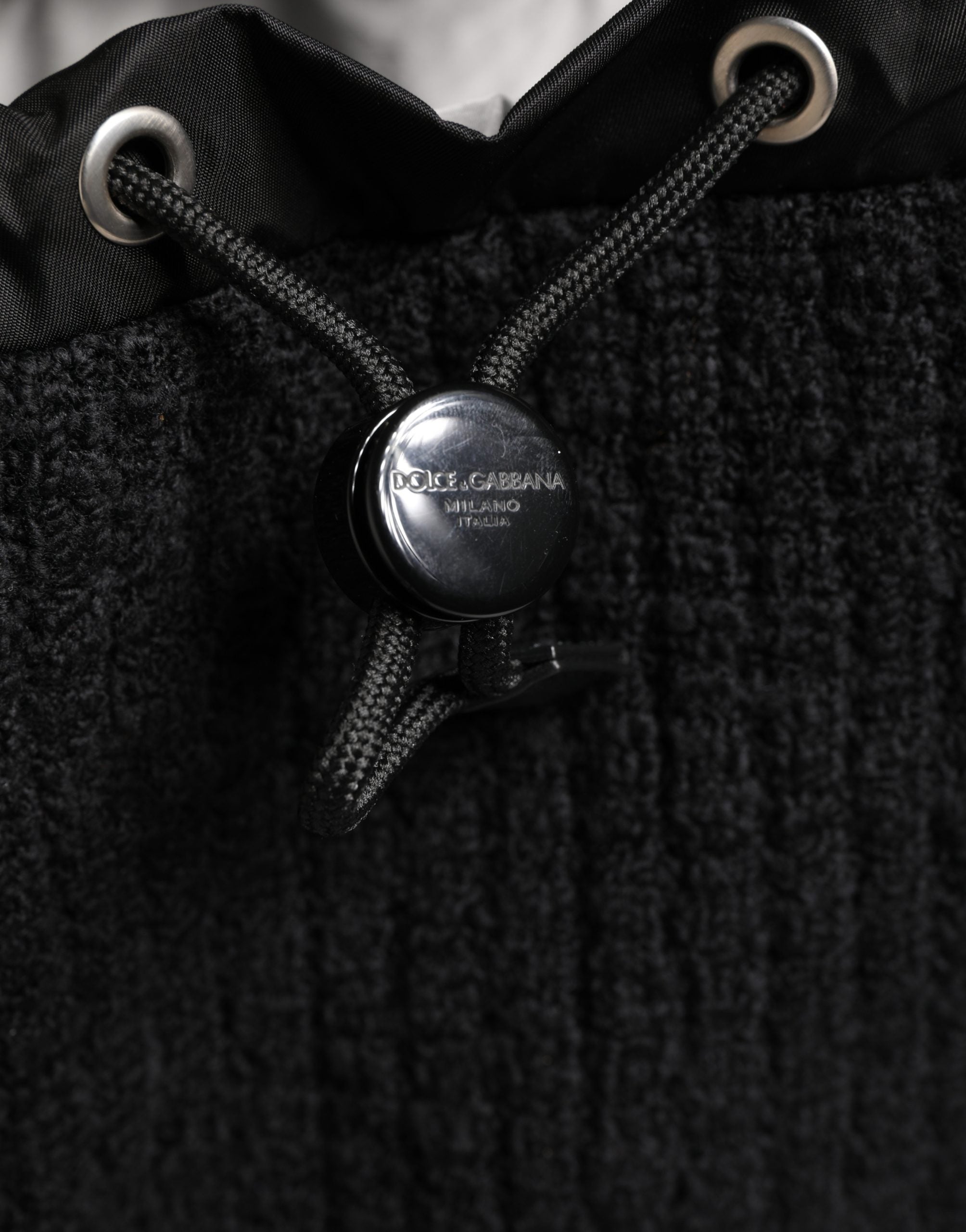 Black Tricot Wool Blend Duffel Backpack Travel Borse Bag - ventzia