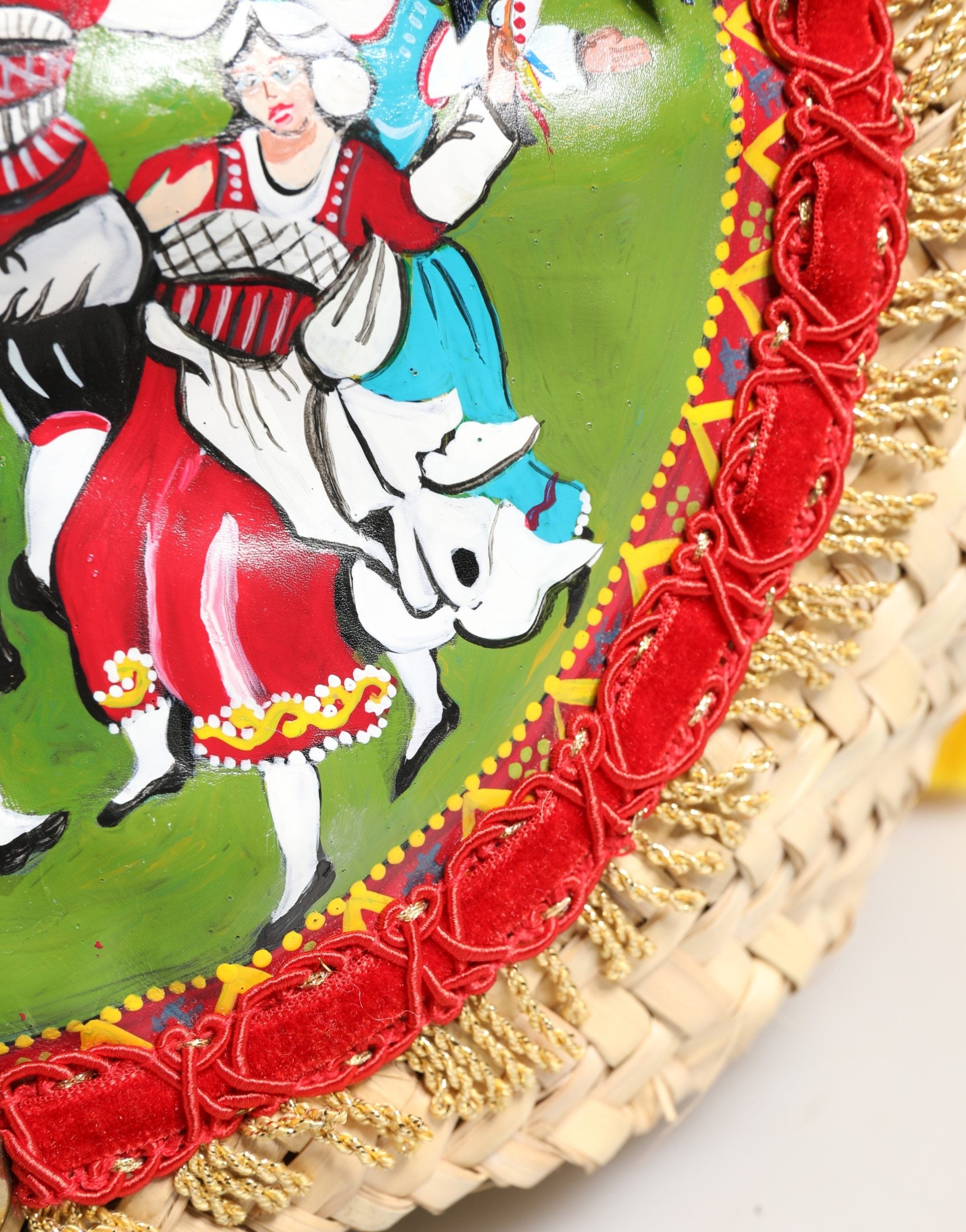 Multicolor Woven Straw Basket Embellished Sicily Bag - ventzia