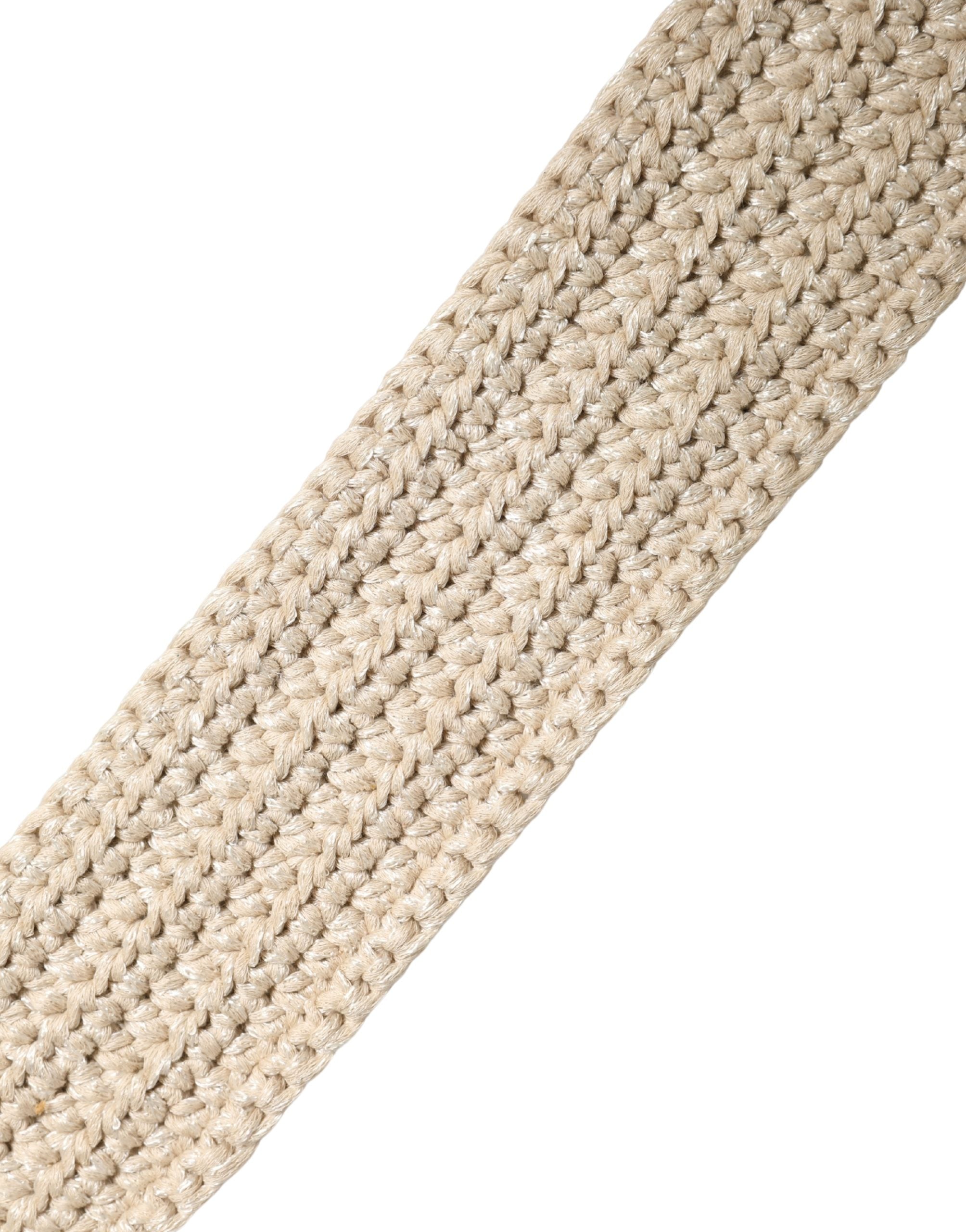 Beige Woven Vintage Metal Buckle Waist Belt - ventzia