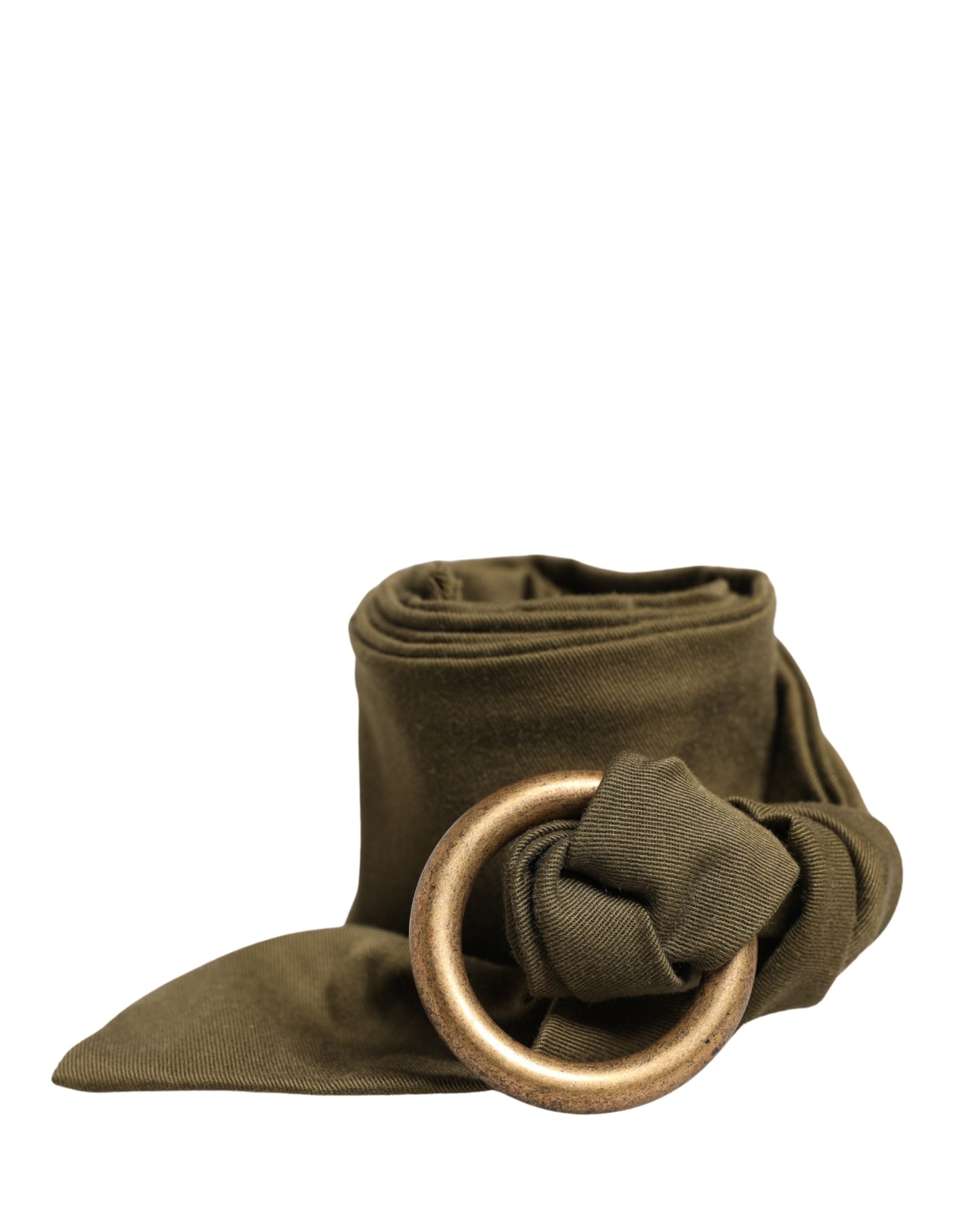 Army Green Cotton Round Buckle Waist Belt - ventzia