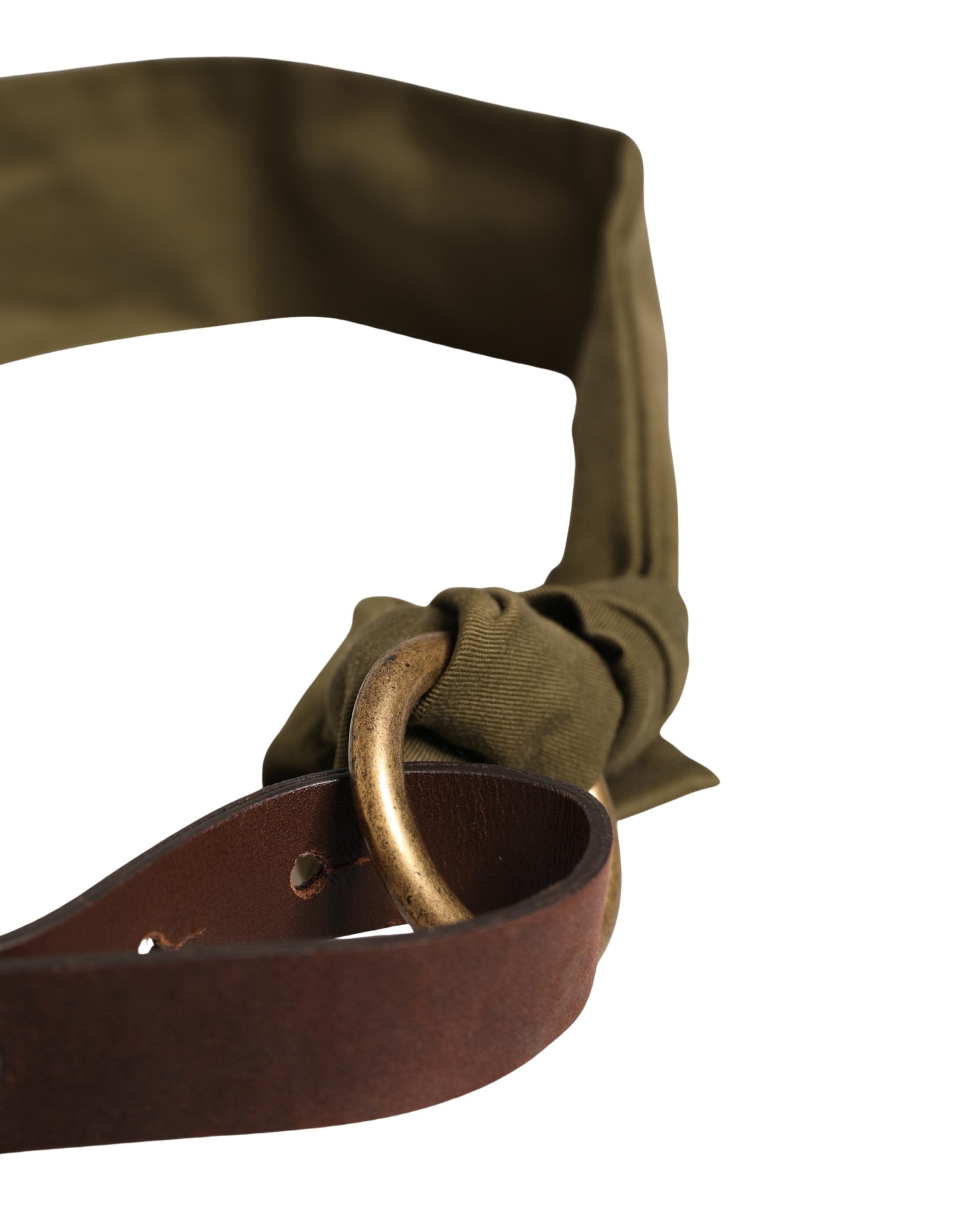 Army Green Cotton Round Buckle Waist Belt - ventzia
