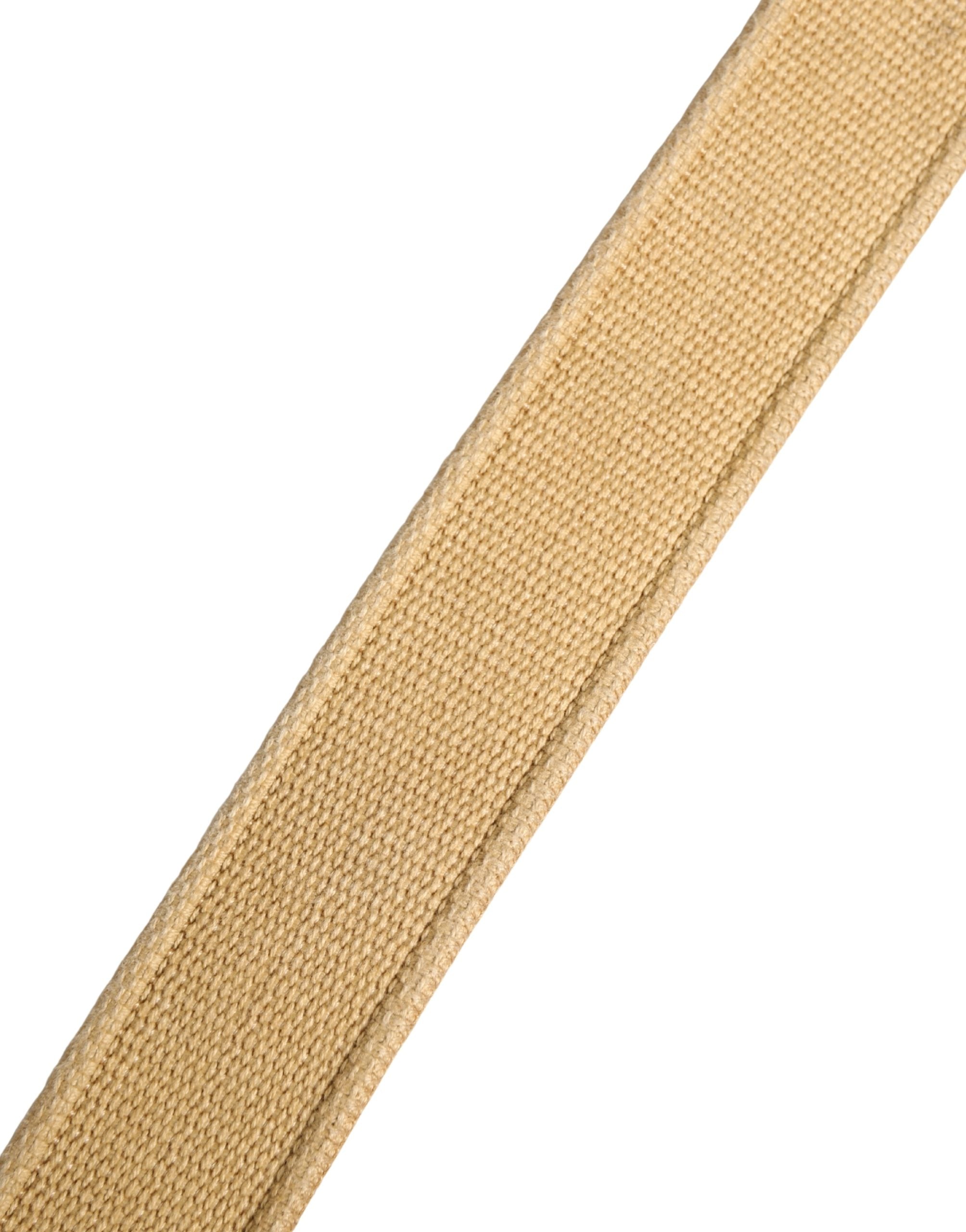 Beige Canvas Embellished Metal Buckle Belt - ventzia