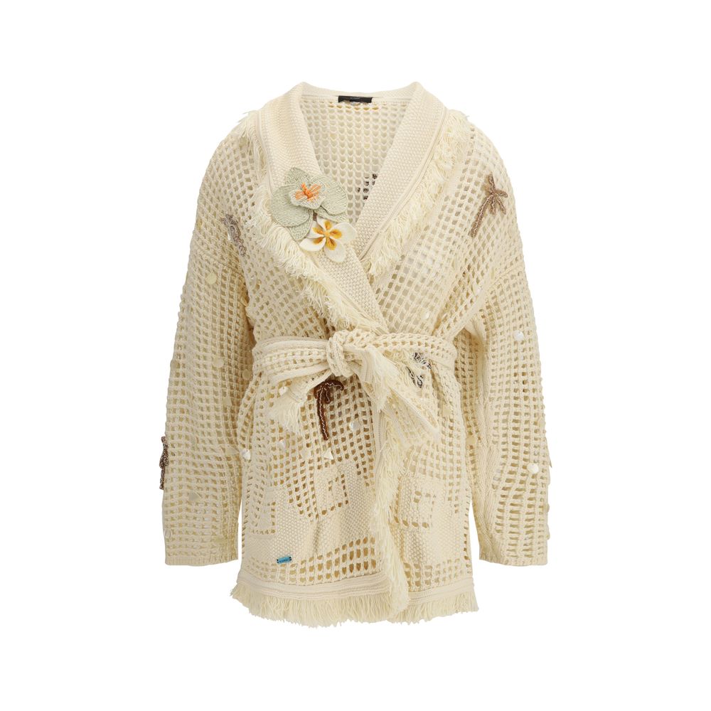 Beige Cotton Cardigan - ventzia