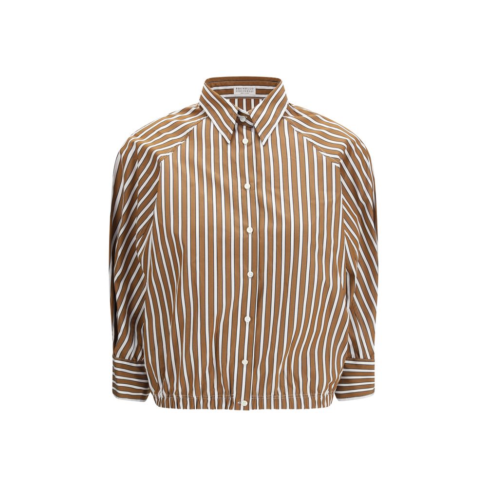 Brown Cotton Pattern Shirt - ventzia