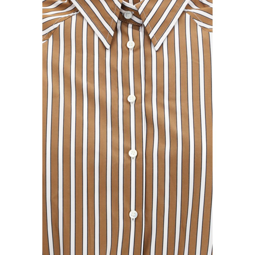 Brown Cotton Pattern Shirt - ventzia