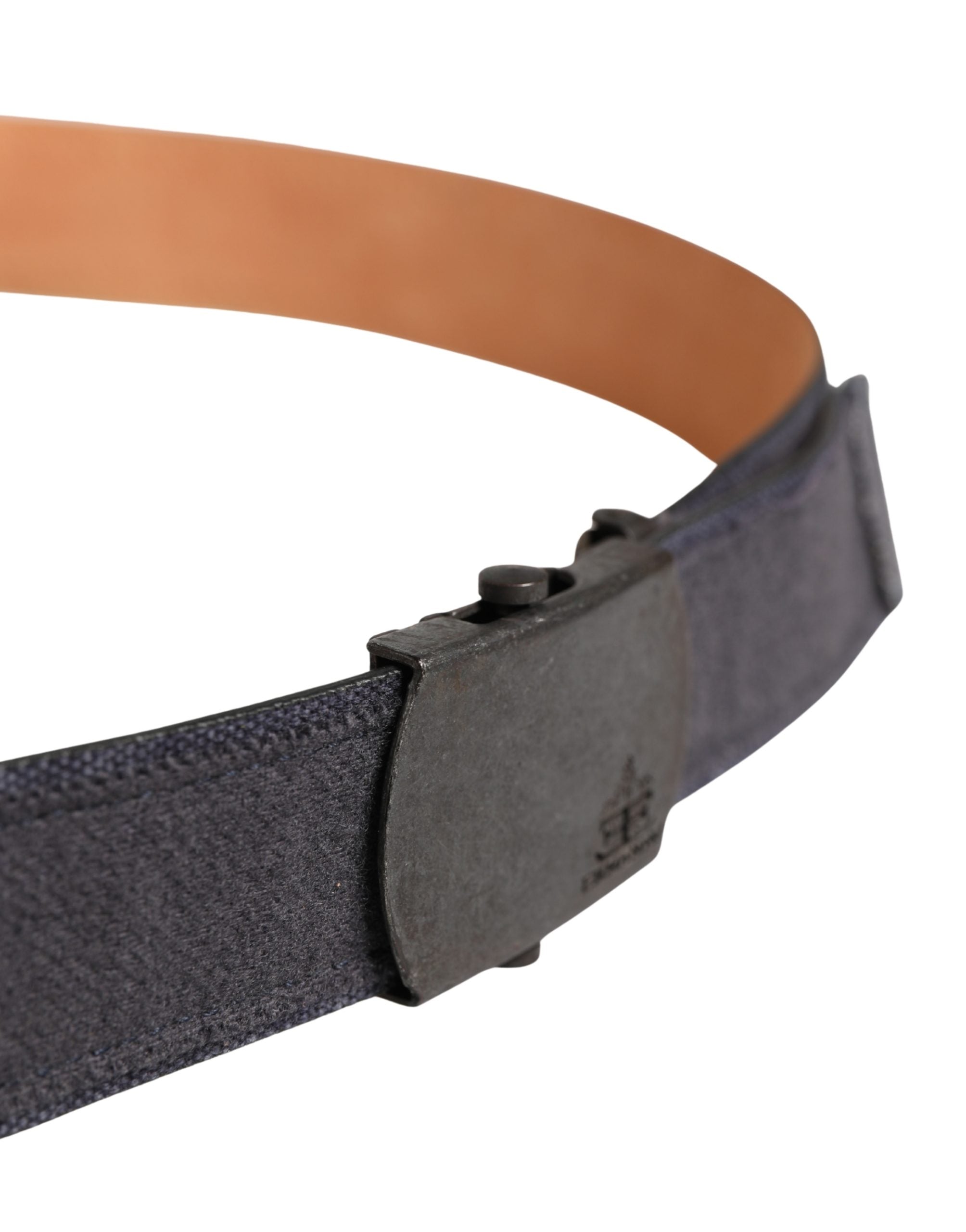 Black Wool Cotton Logo Metal Buckle Belt - ventzia