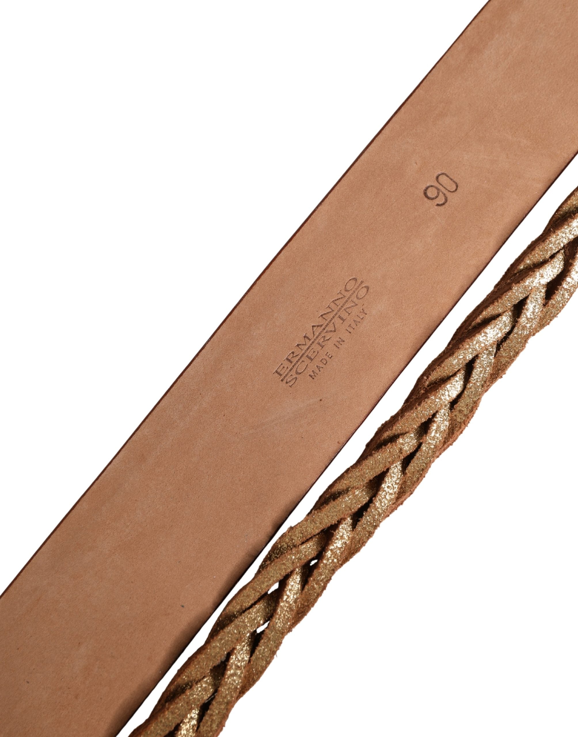 Brown Leather Braided Metal Buckle Belt - ventzia