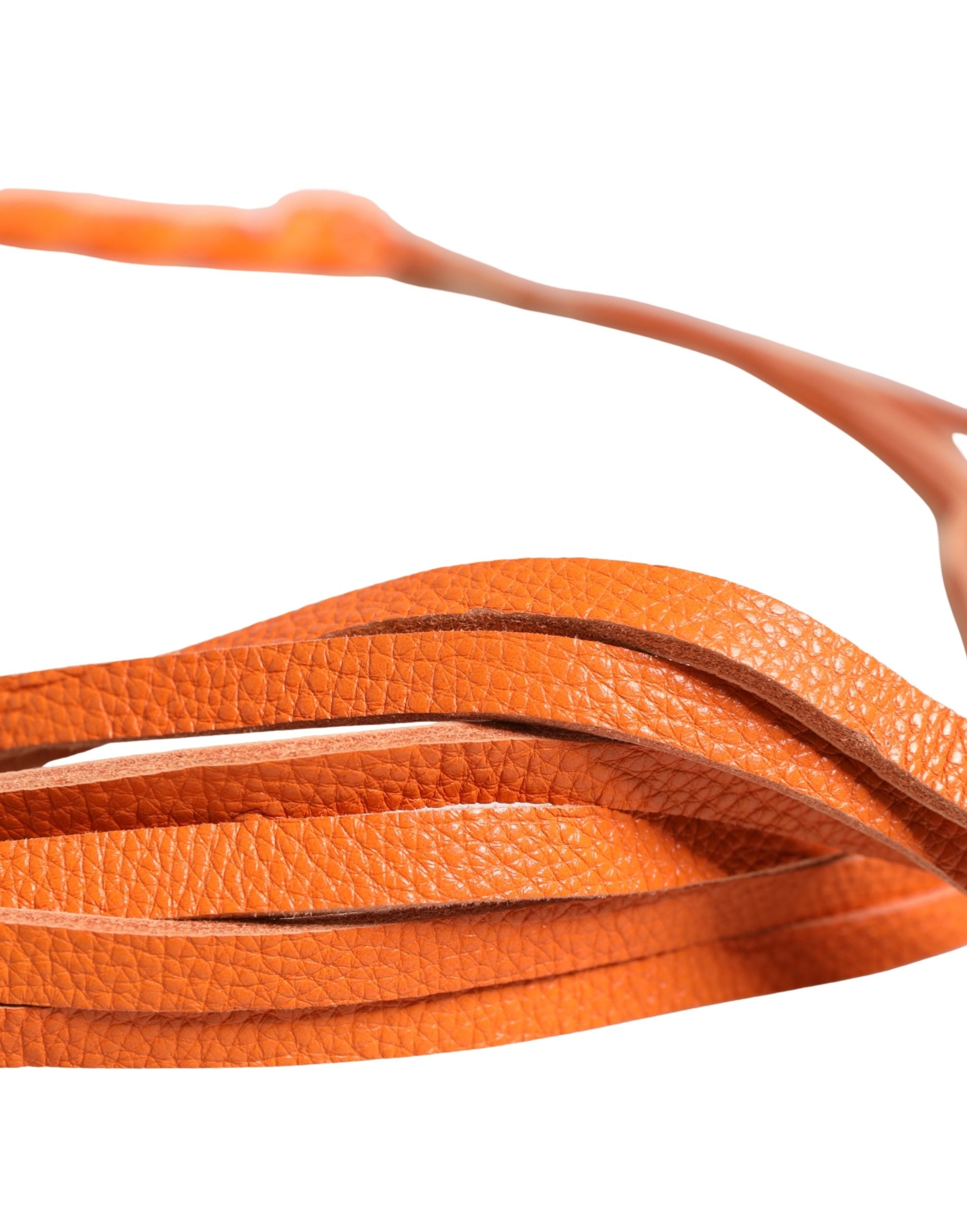 Orange Leather Chain Waist Metal Buckle Belt - ventzia