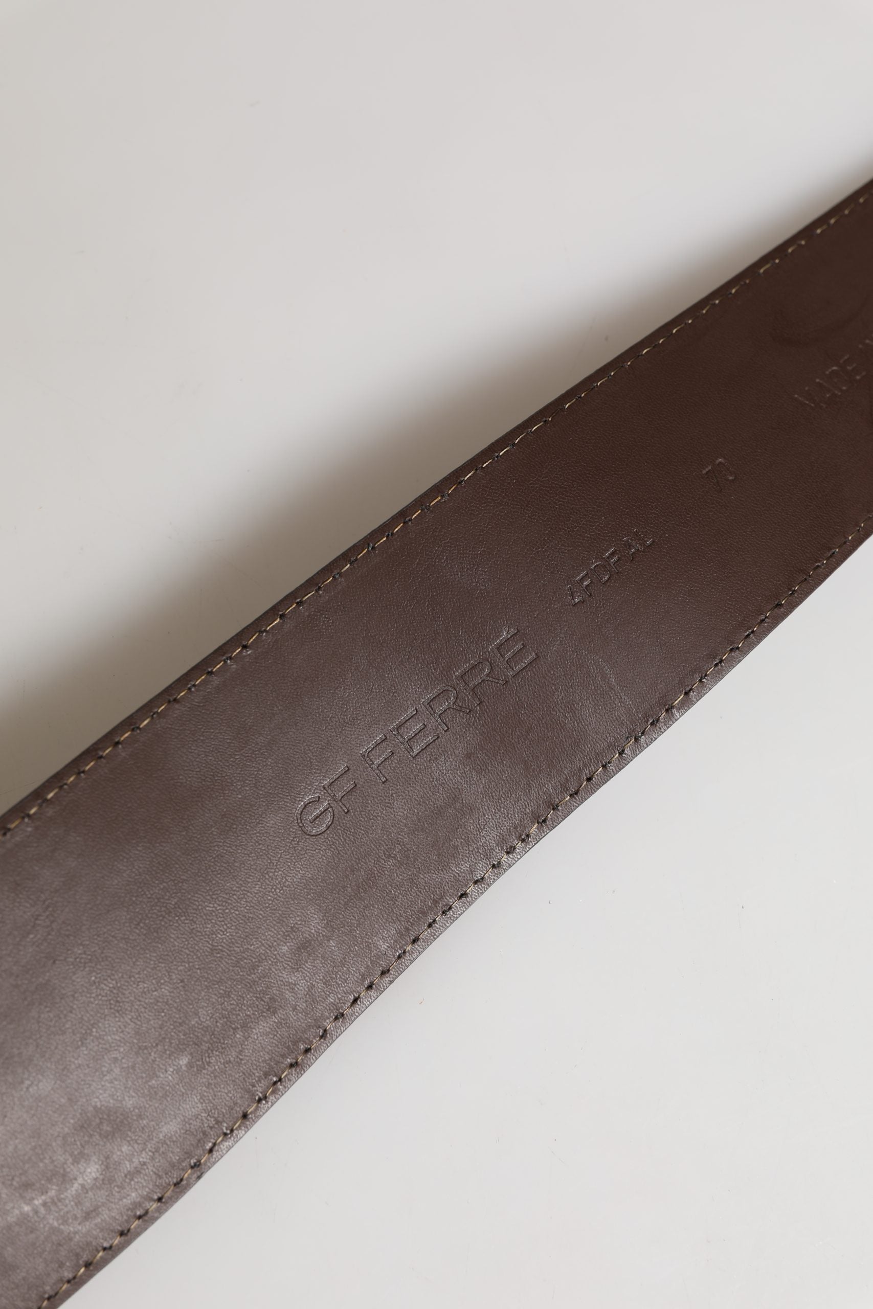 Brown Genuine Leather Logo Wide Waist Women Belt - ventzia