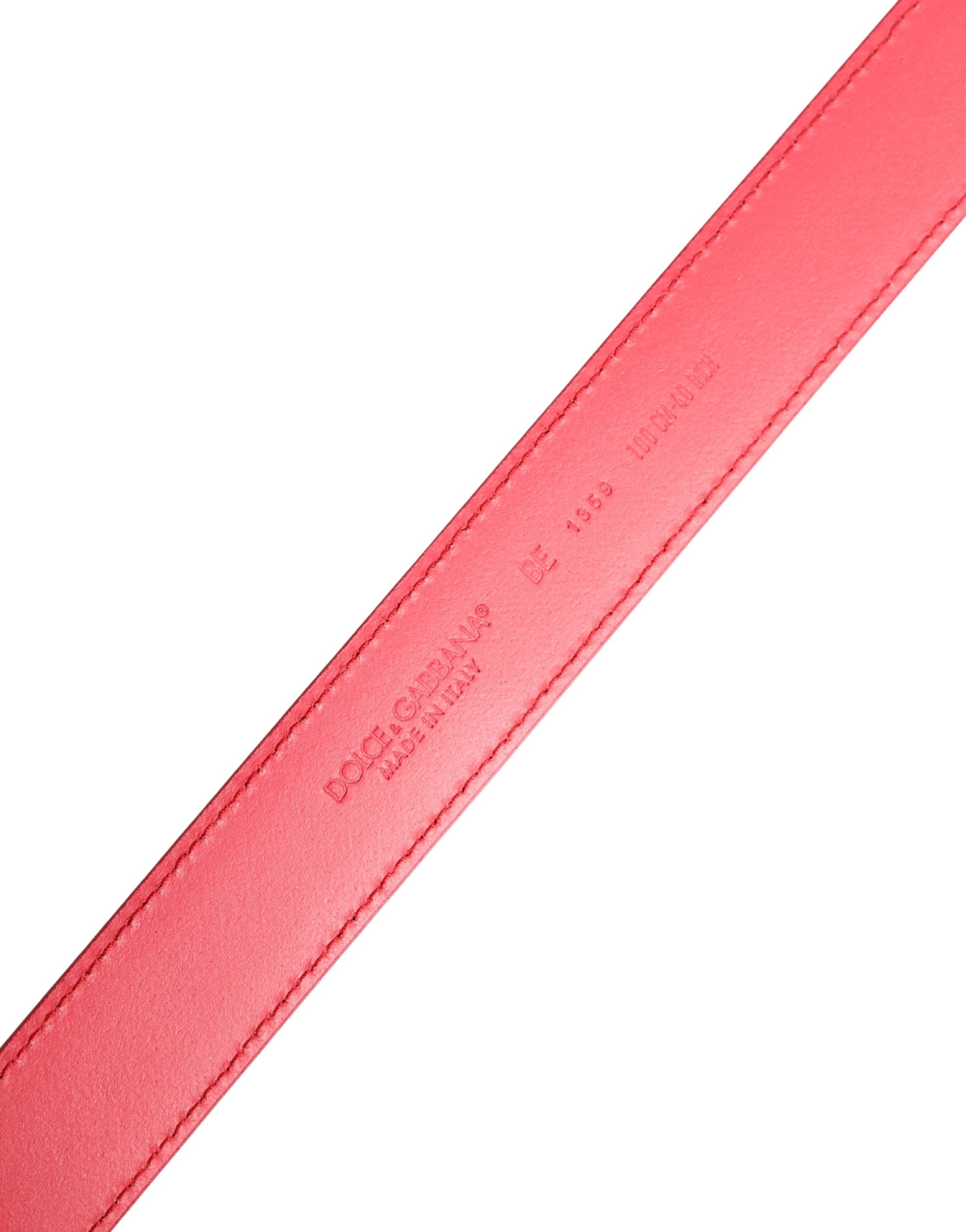 Pink Calf Leather Silver Metal Buckle Belt - ventzia