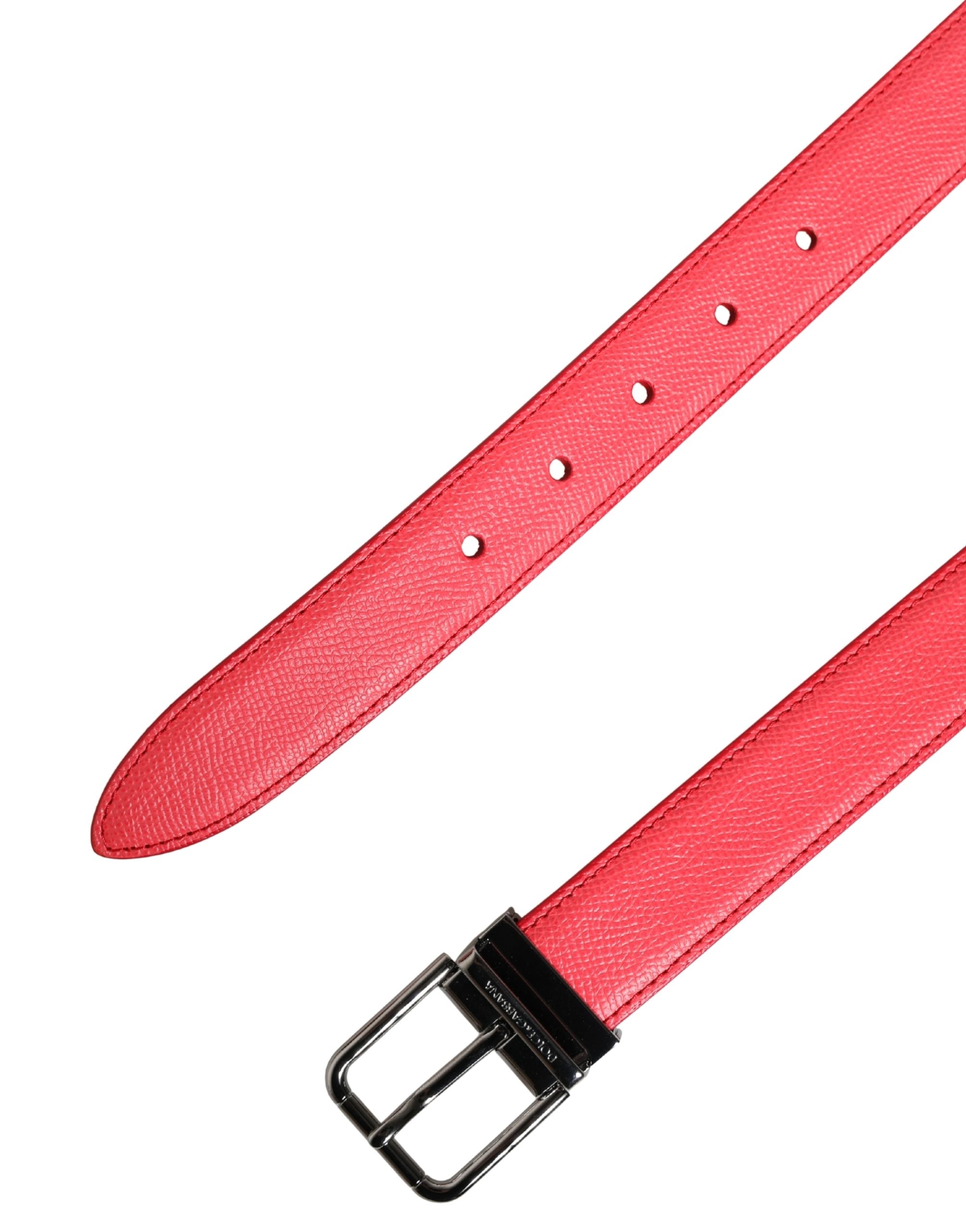 Pink Calf Leather Silver Metal Buckle Belt - ventzia