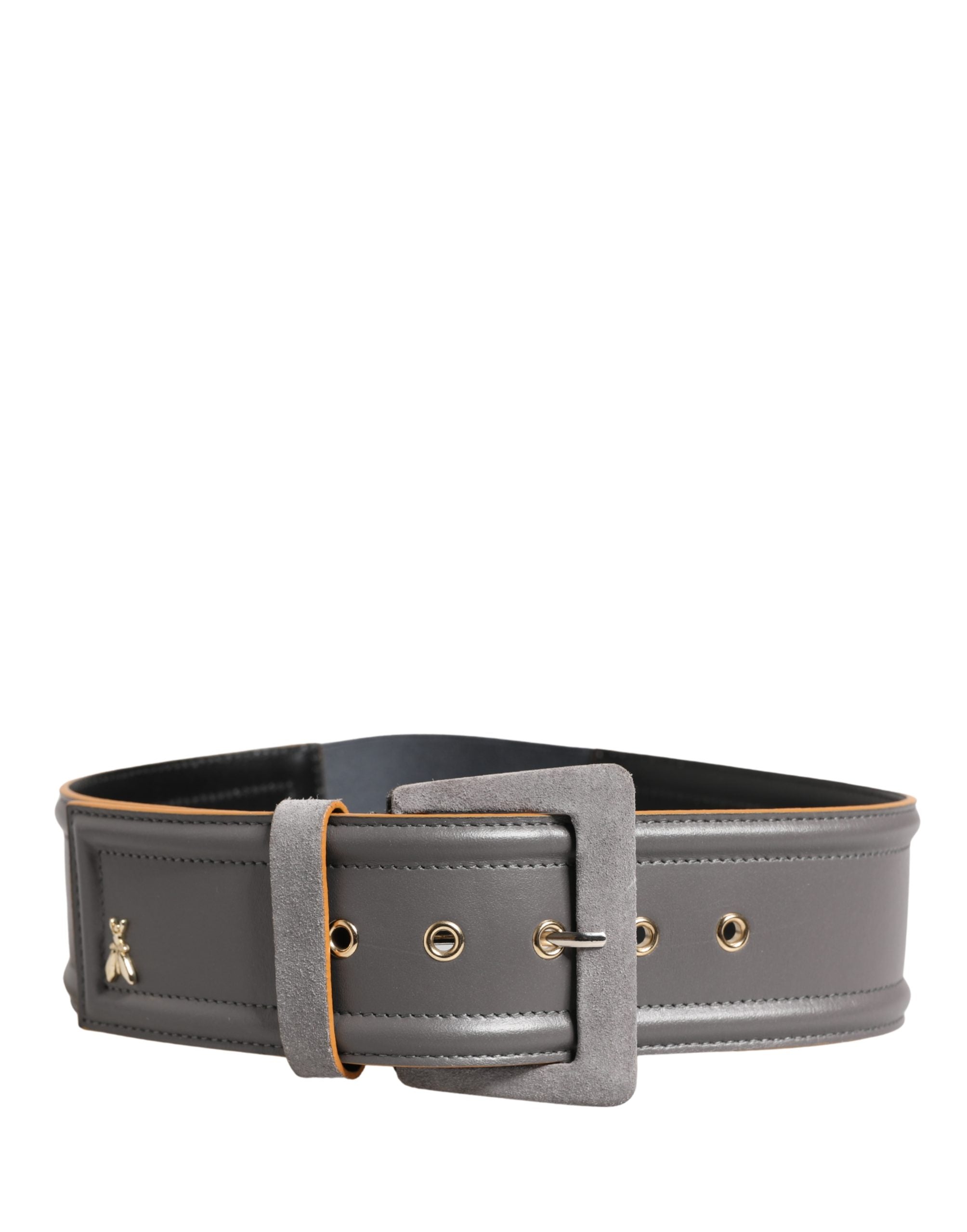 Gray Genuine Leather Square Silver Metal Buckle Belt - ventzia