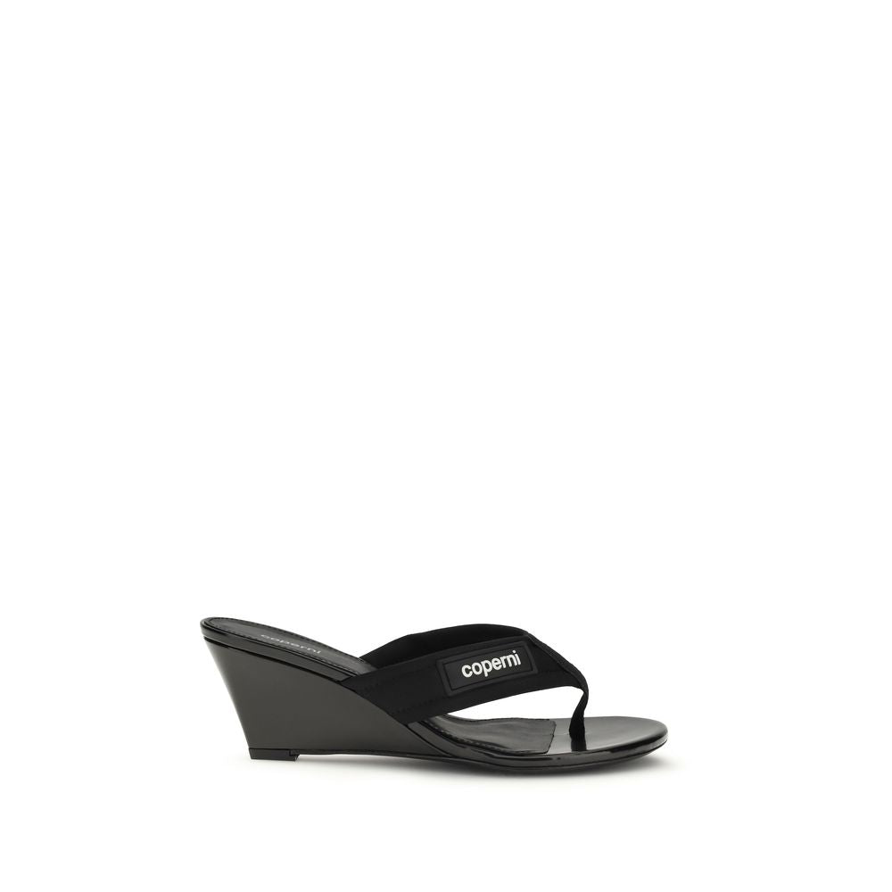 Black Polyamide Wedge Sandals - ventzia