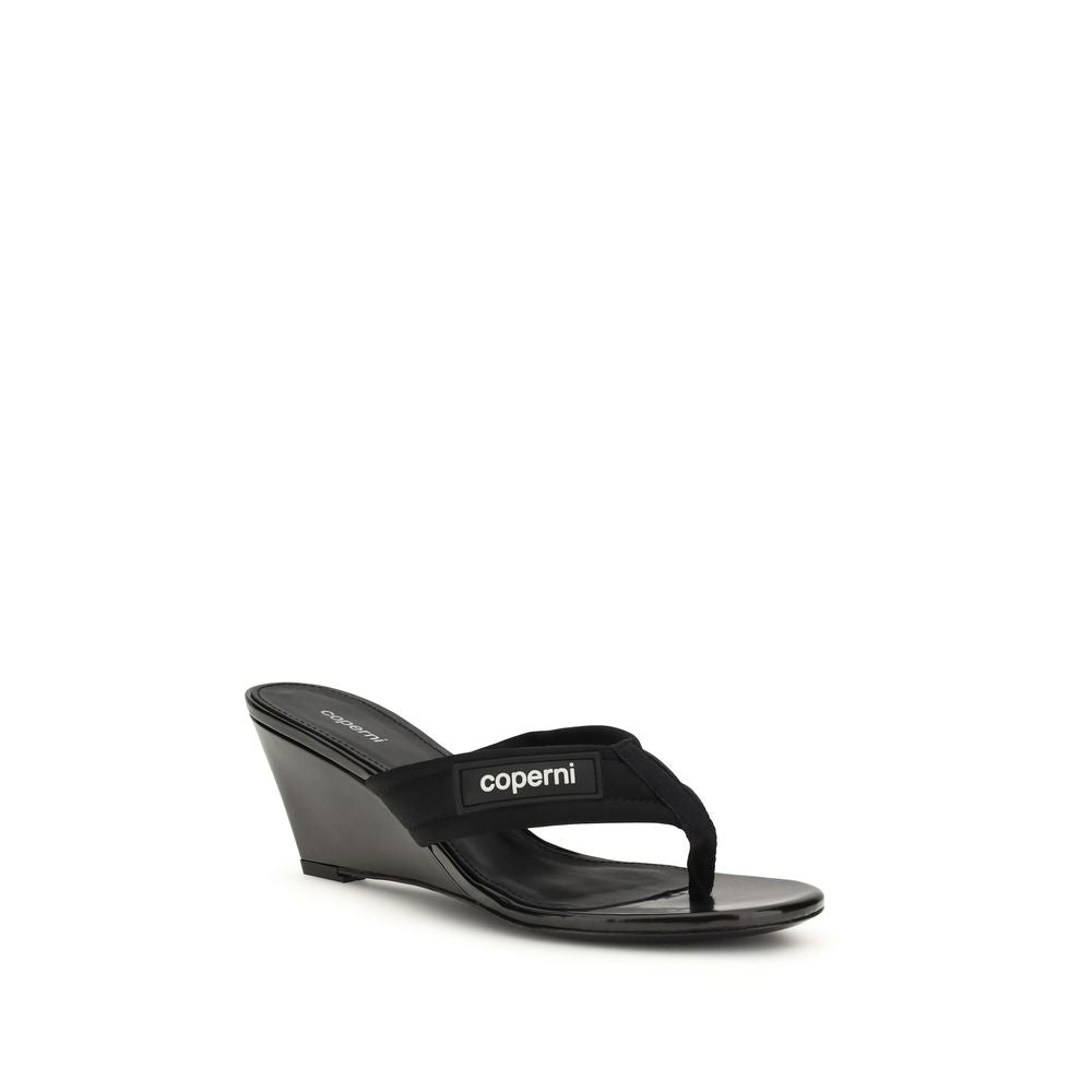 Black Polyamide Wedge Sandals - ventzia