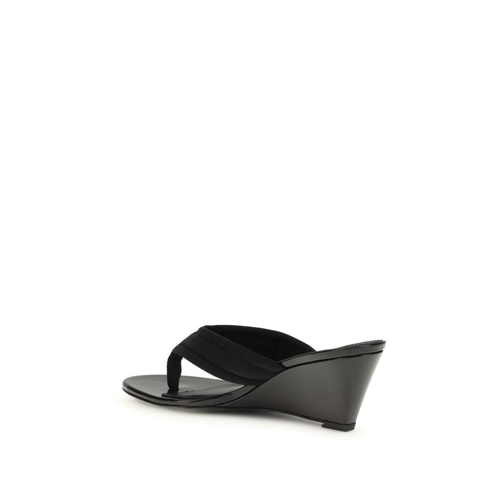 Black Polyamide Wedge Sandals - ventzia