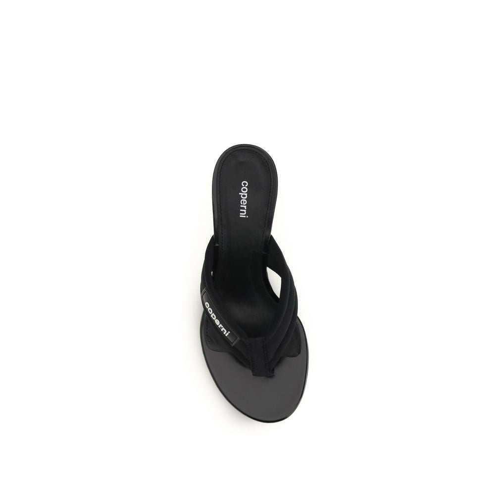 Black Polyamide Wedge Sandals - ventzia