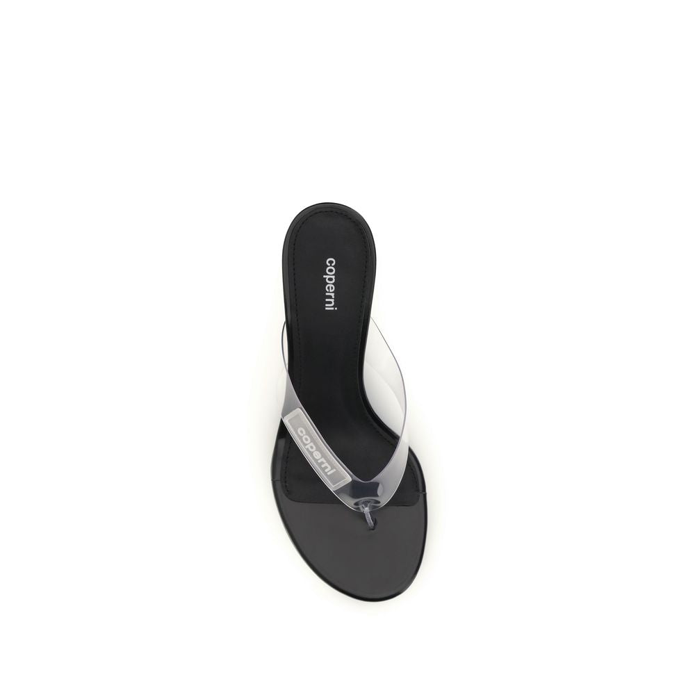 Black Pvc Flip-Flop Sandals - ventzia