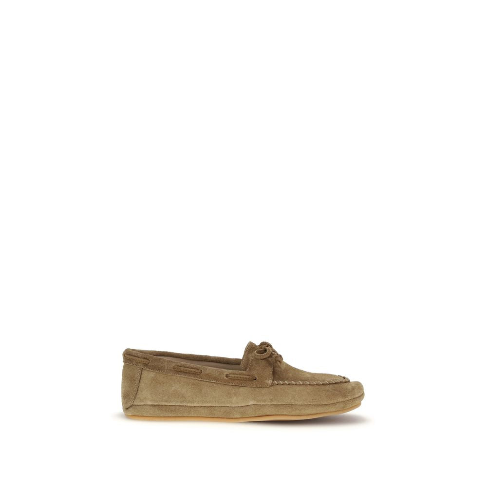 Beige Calf Leather Bos Taurus Slip-On Loafers - ventzia