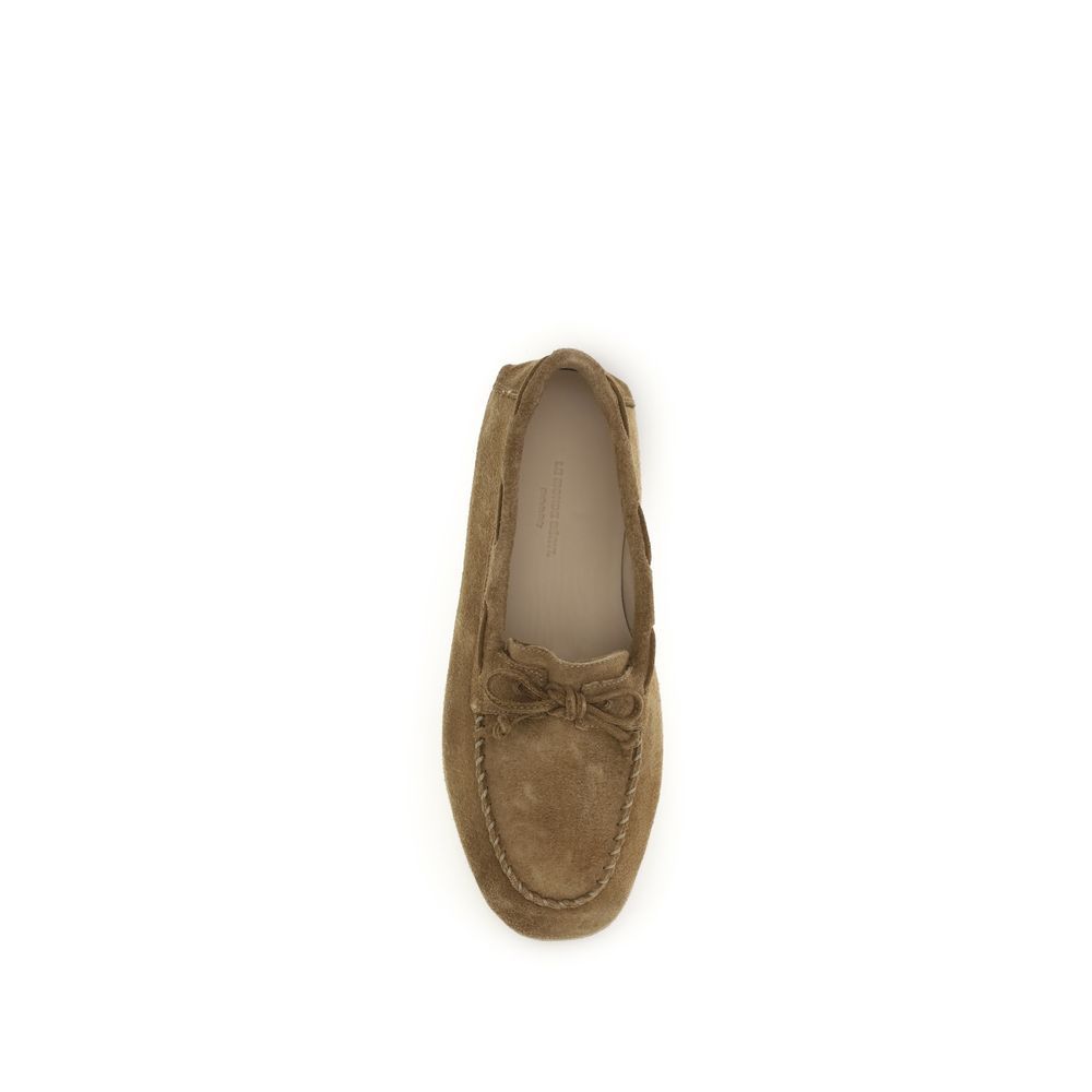 Beige Calf Leather Bos Taurus Slip-On Loafers - ventzia