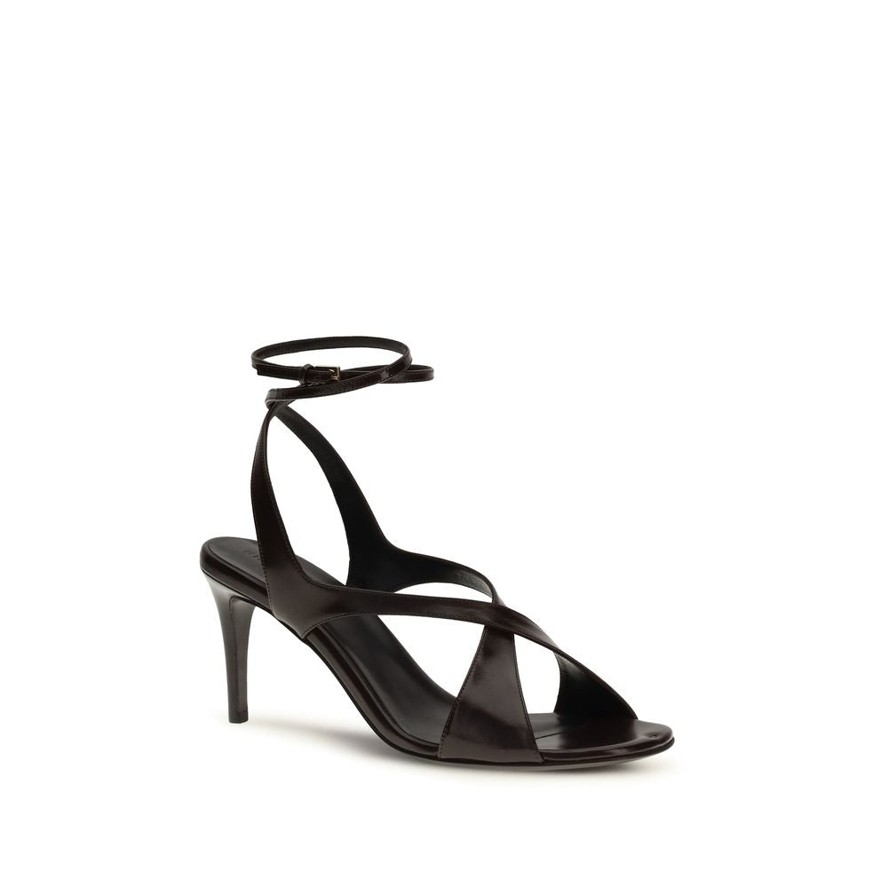 Black Calf Leather Bos Taurus Strap-On Sandals - ventzia