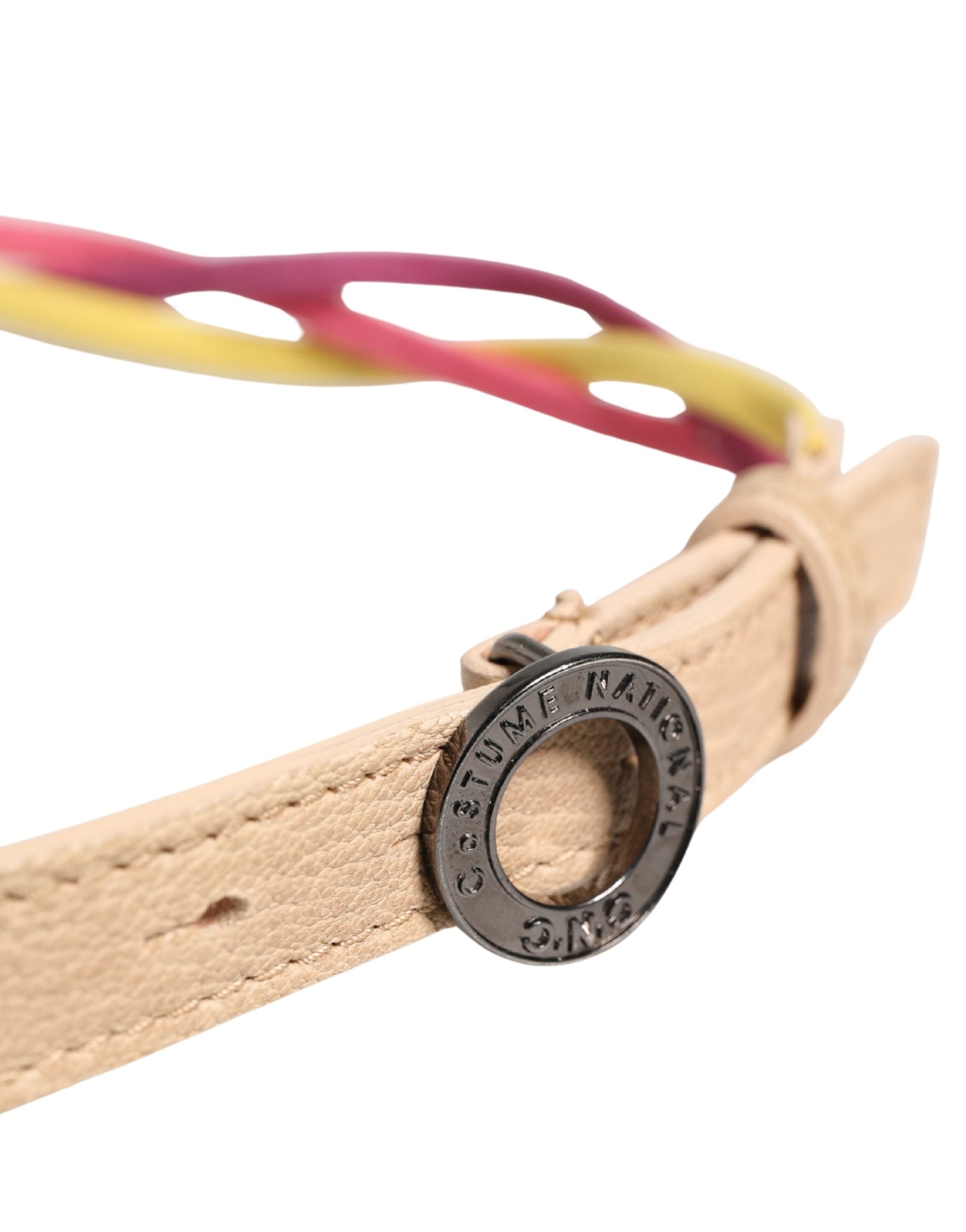 Multicolor Twisted Leather Circle Buckle Belt - ventzia