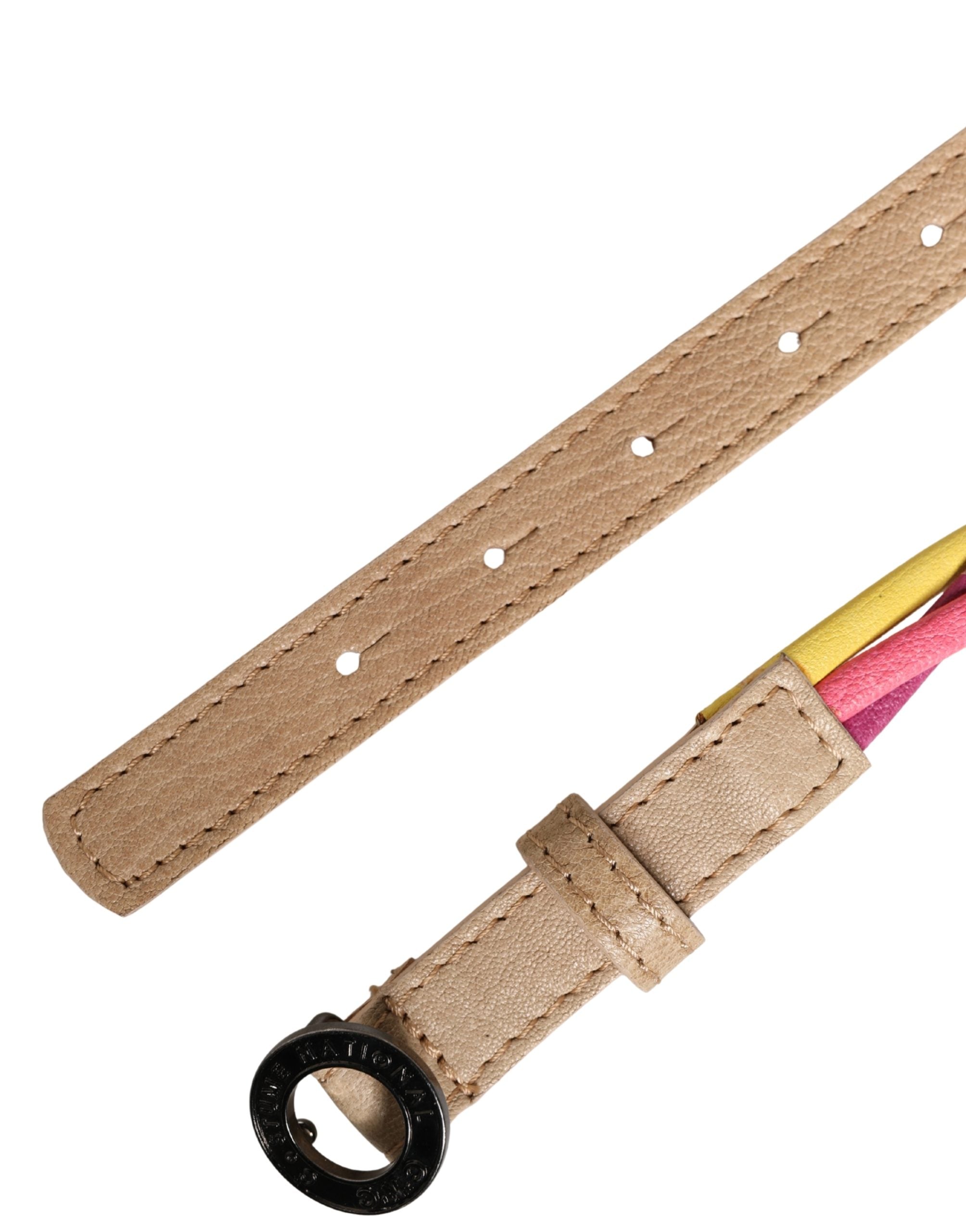 Multicolor Twisted Leather Circle Buckle Belt - ventzia