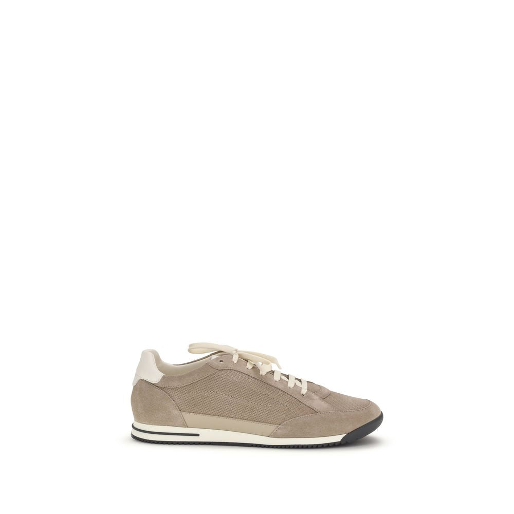 Beige Calf Leather Bos Taurus Low Top Sneakers - ventzia