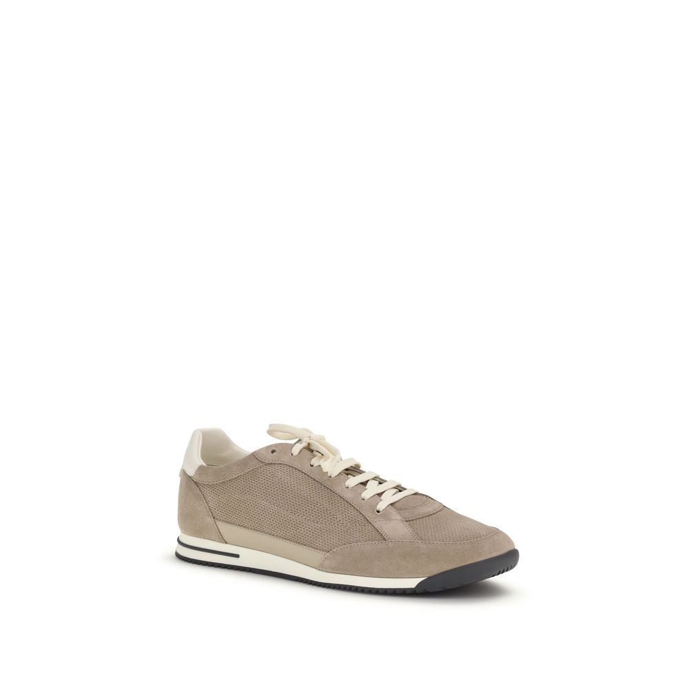 Beige Calf Leather Bos Taurus Low Top Sneakers - ventzia